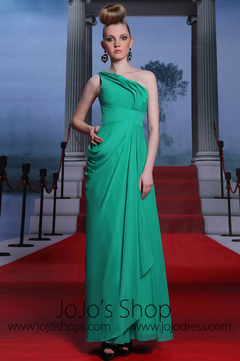 Grecian Green One Shoulder Prom Dress DQ830886