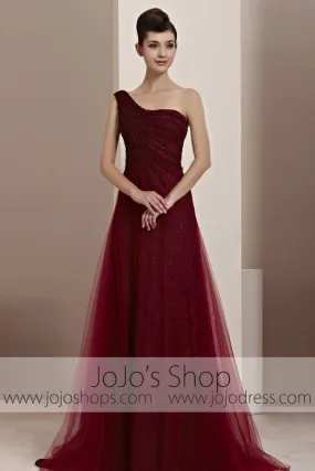 Grecian One Shoulder Burgundy Red Prom Wedding Evening Cocktail Dress CX830111