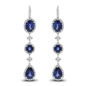 Ice Princess Diamond & Sapphire Earrings (20.24 ct Sapphires & Diamonds) in White Gold