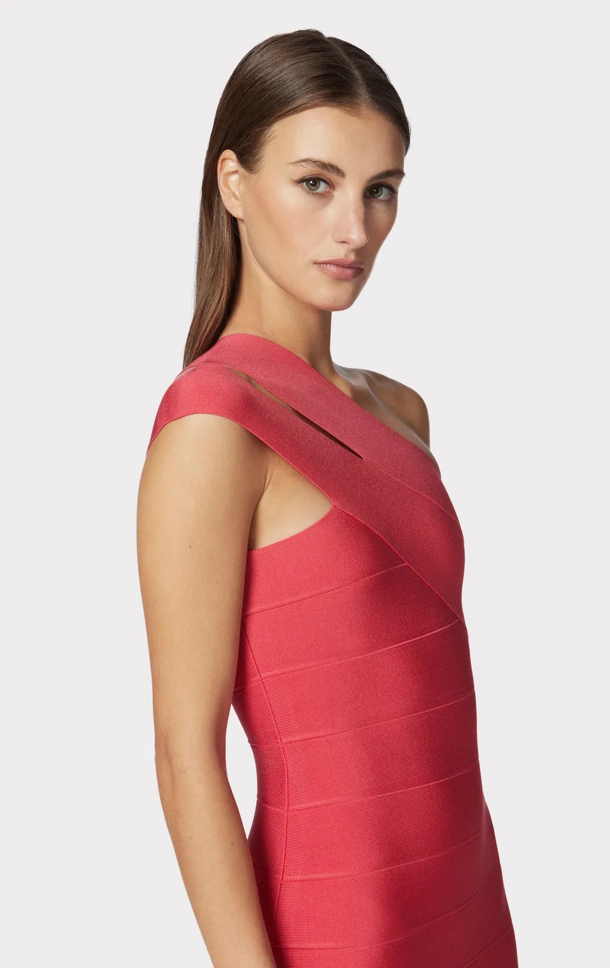 Icon One Shoulder Mini Dress - Cerise