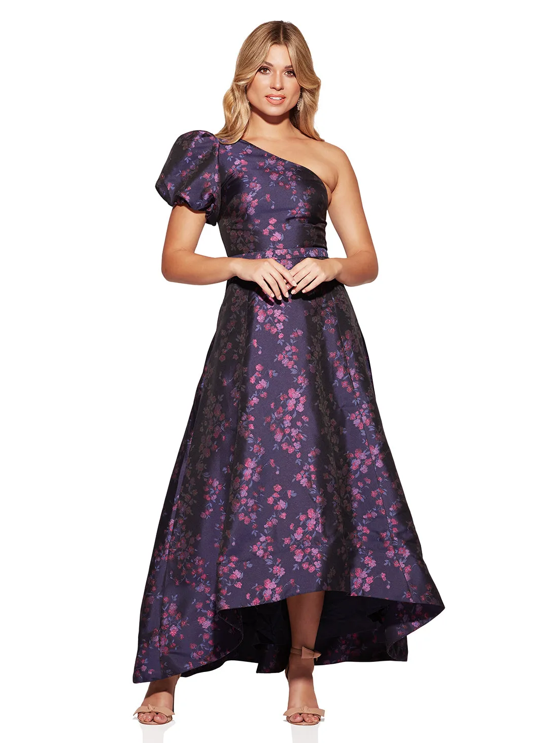 Kylee One Shoulder Brocade Dress