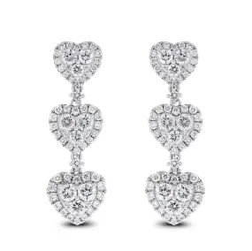 Lilly of Hearts Earrings (2.80 ct Diamonds) in White Gold