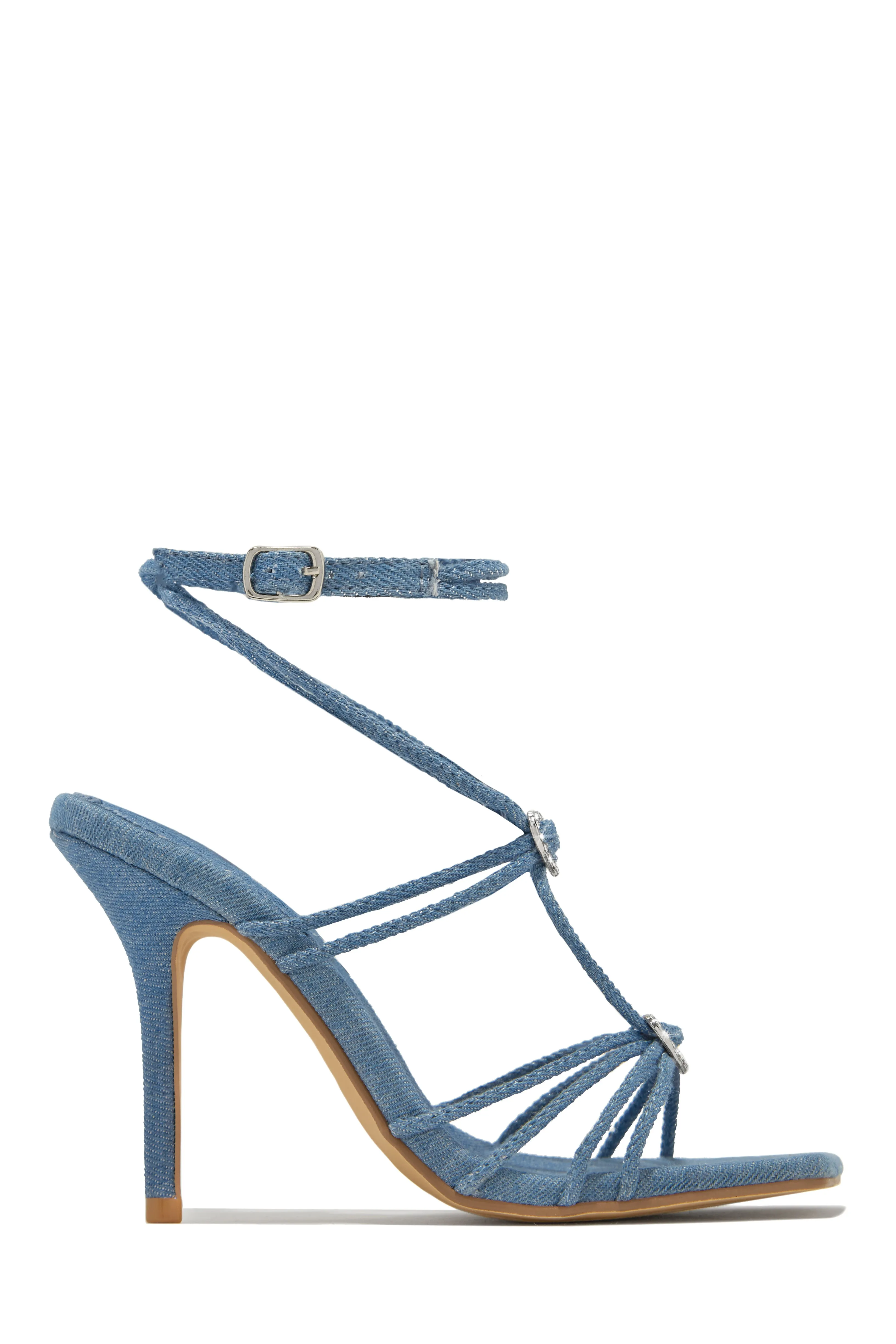 Lovestruck Embellished Strappy High Heels - Denim