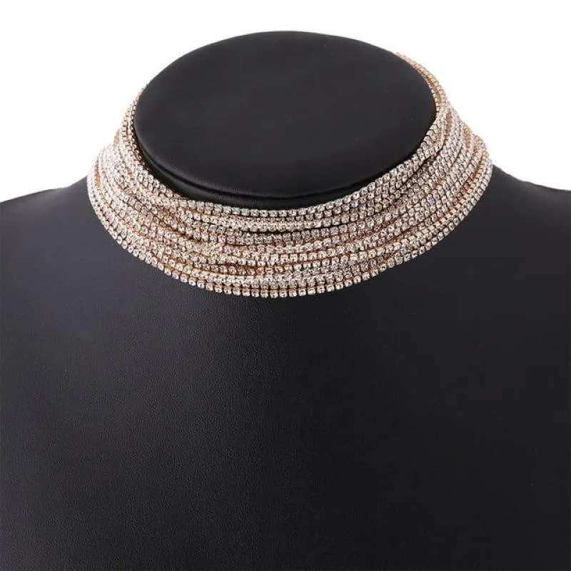 Luxury Rhinestone Choker Crystal Multilayer Wedding Choker