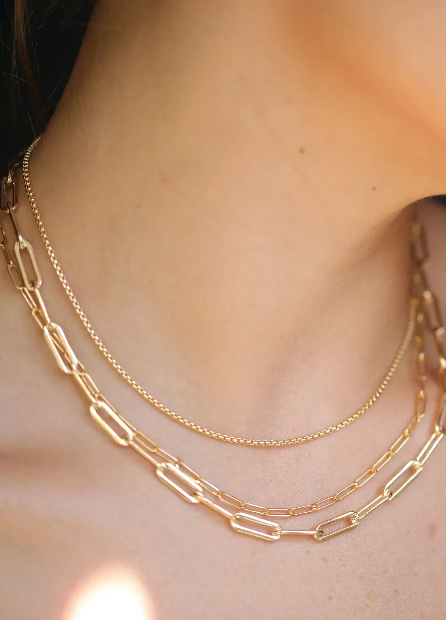 Mara Rectangle Link Chain Choker 14k Gold Filled