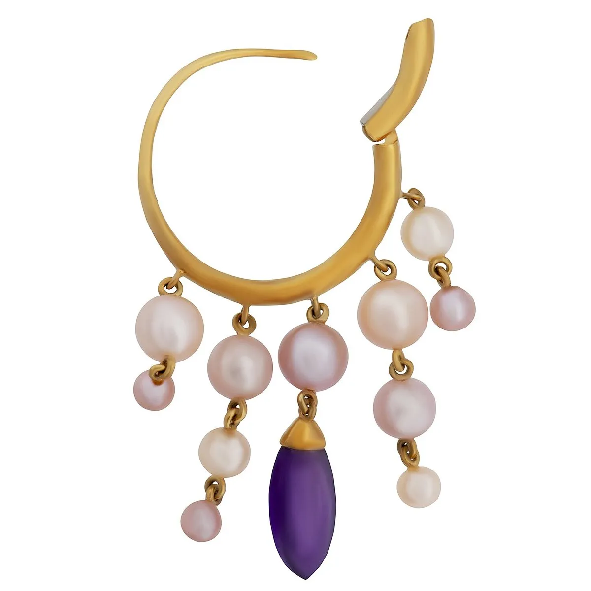 Mimi Milano Amethyst Pearl 18k Yellow Gold Hoop Earrings