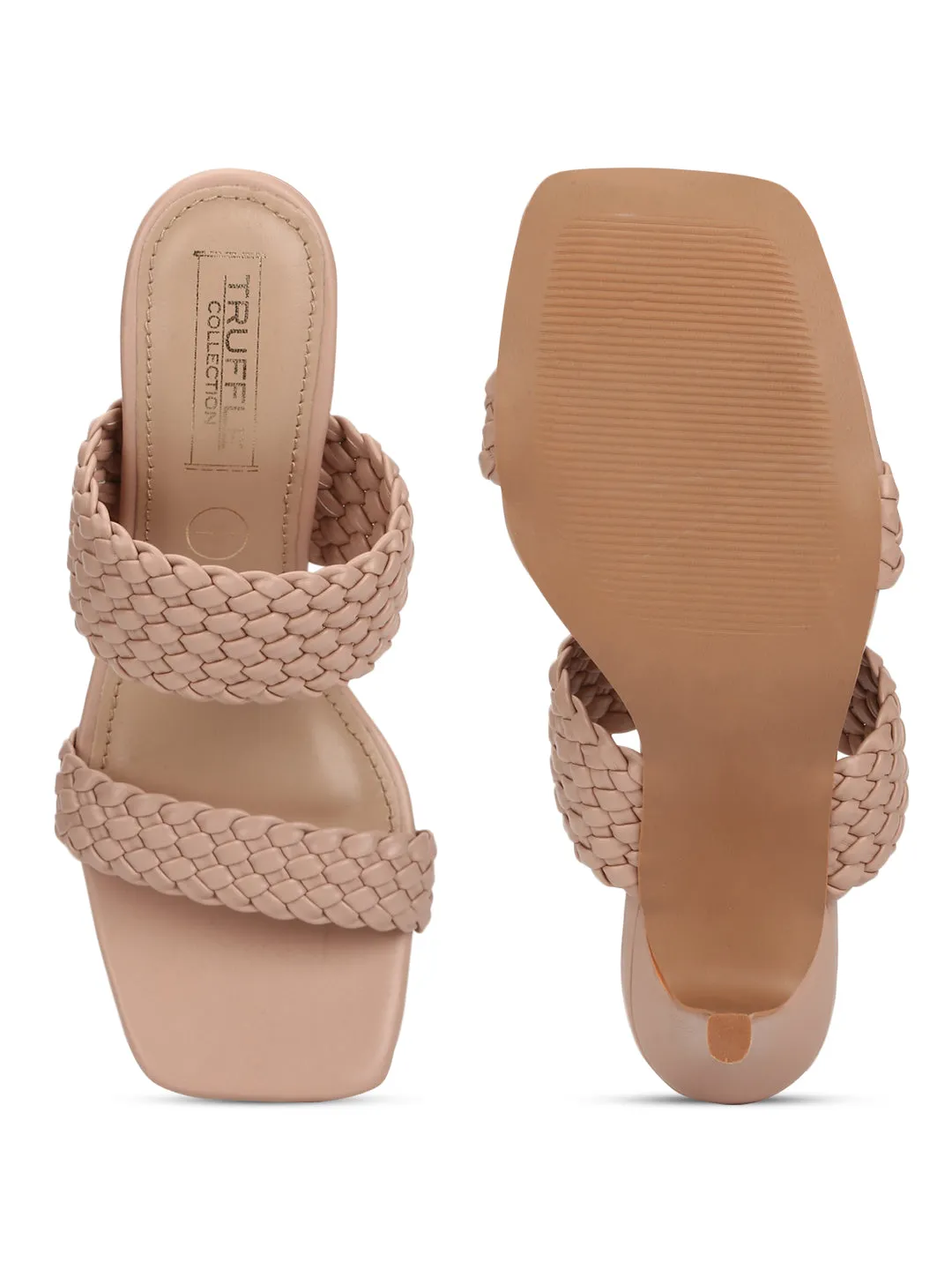 Nude Pink PU Braided Stiletto Mules