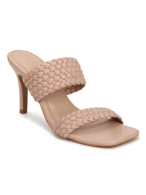 Nude Pink PU Braided Stiletto Mules