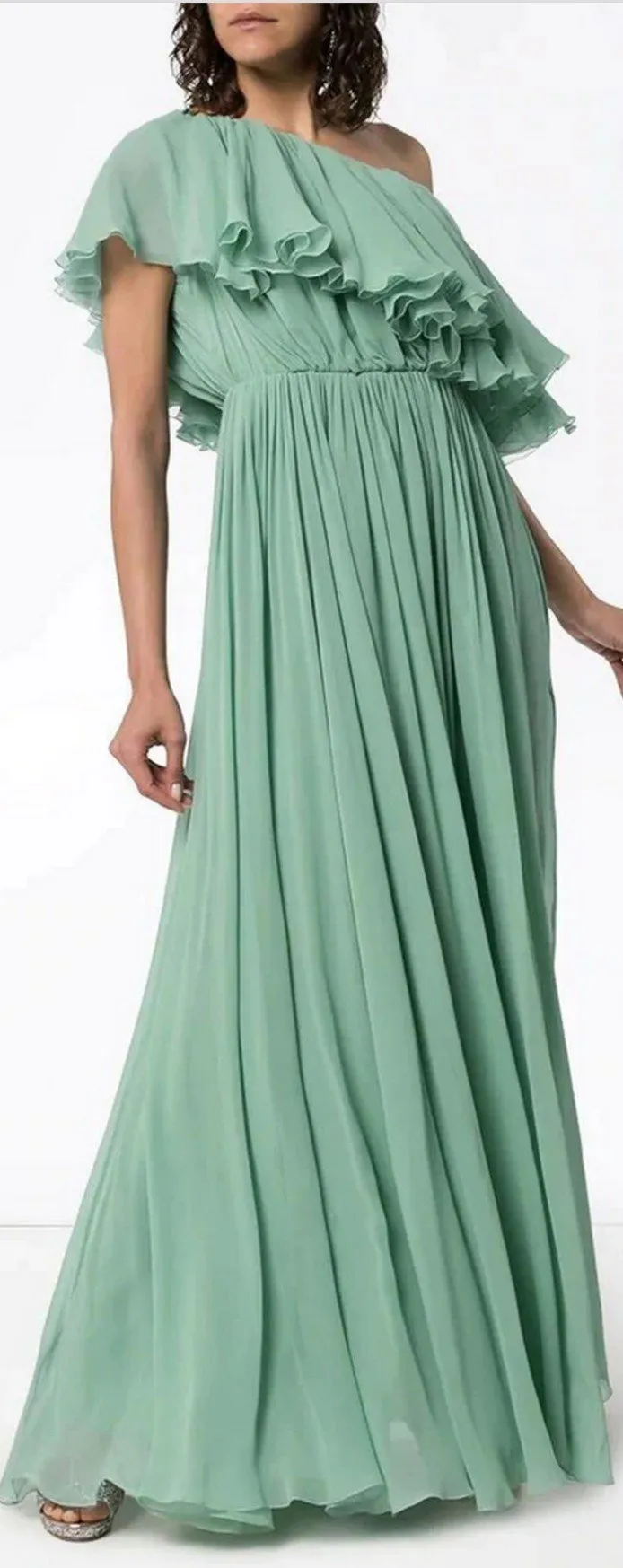 One-Shoulder Ruffle Gown