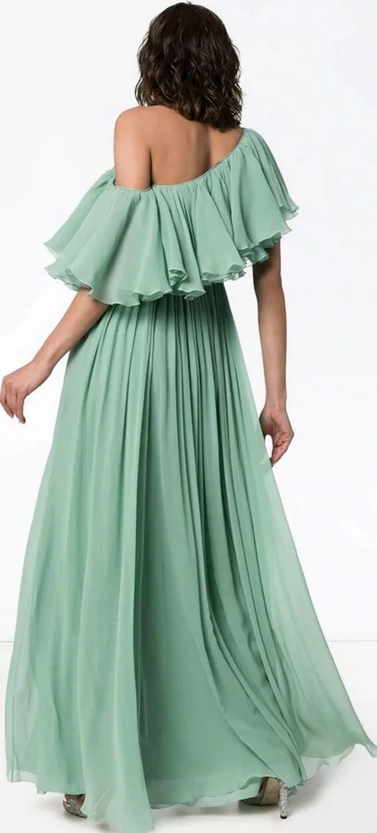 One-Shoulder Ruffle Gown