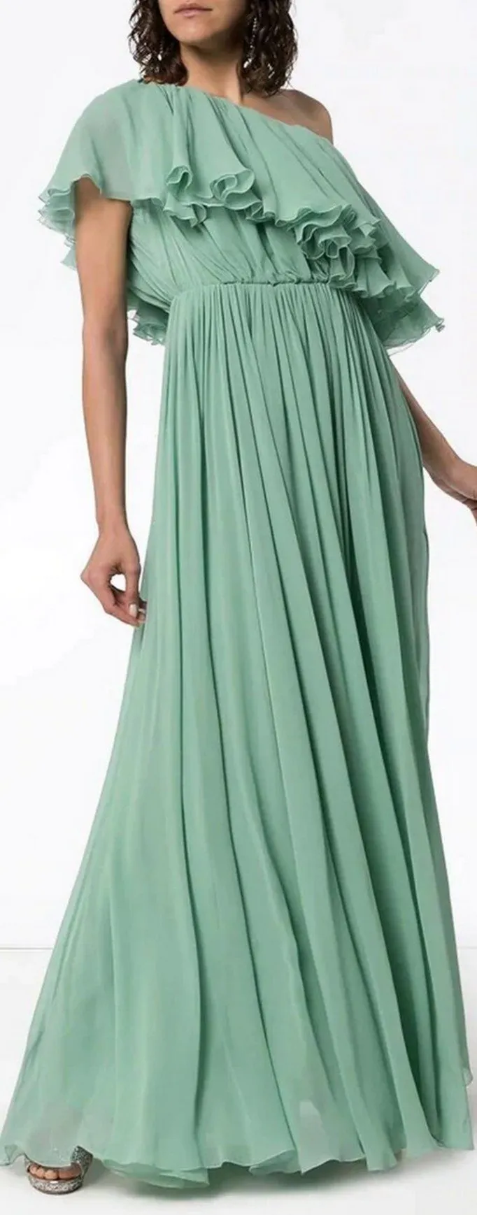 One-Shoulder Ruffle Gown