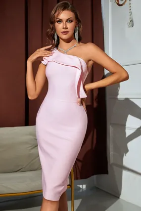 One-Shoulder Slit Bandage Dress