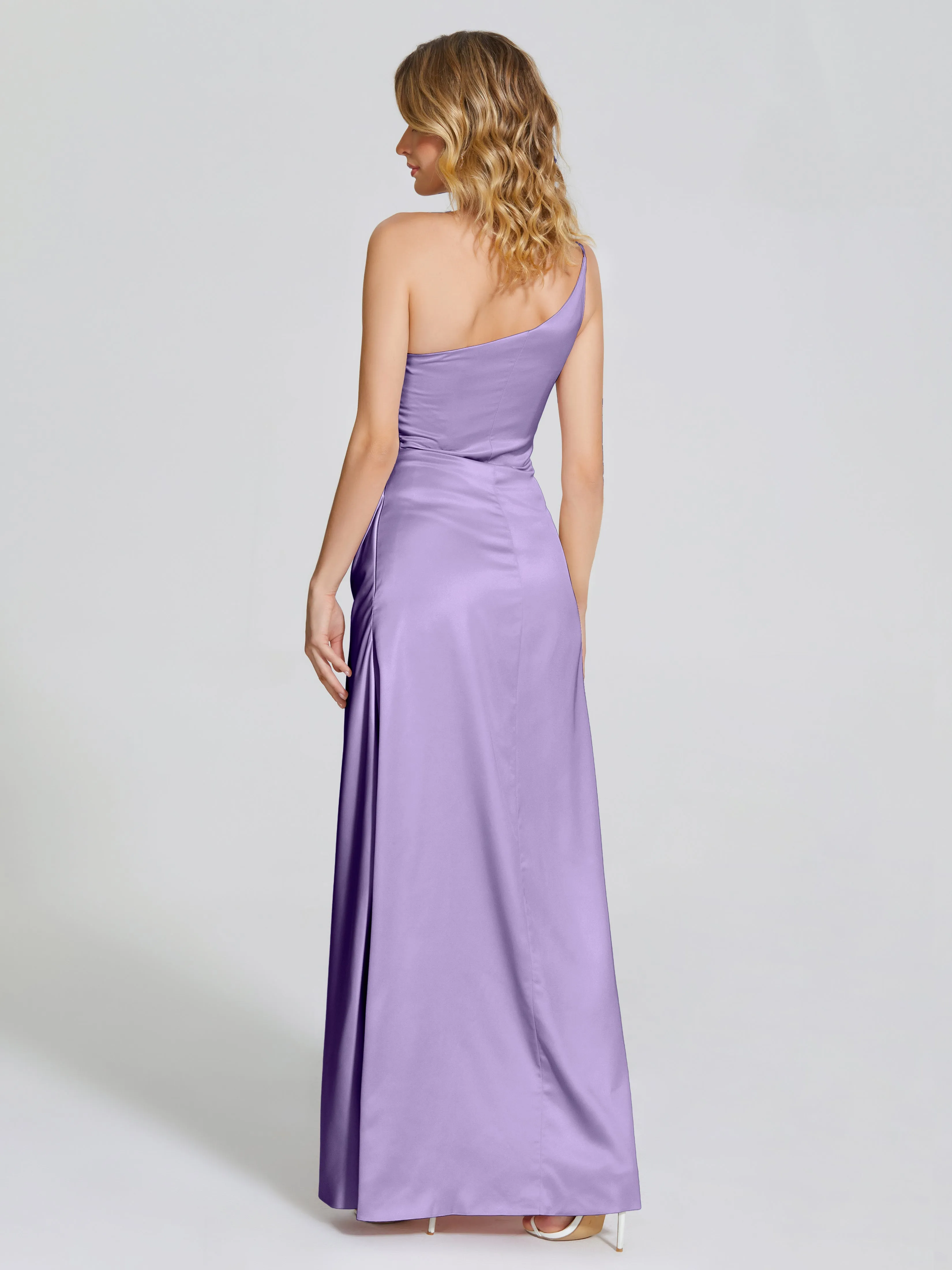 One Shoulder Soft Satin Prom Dresses