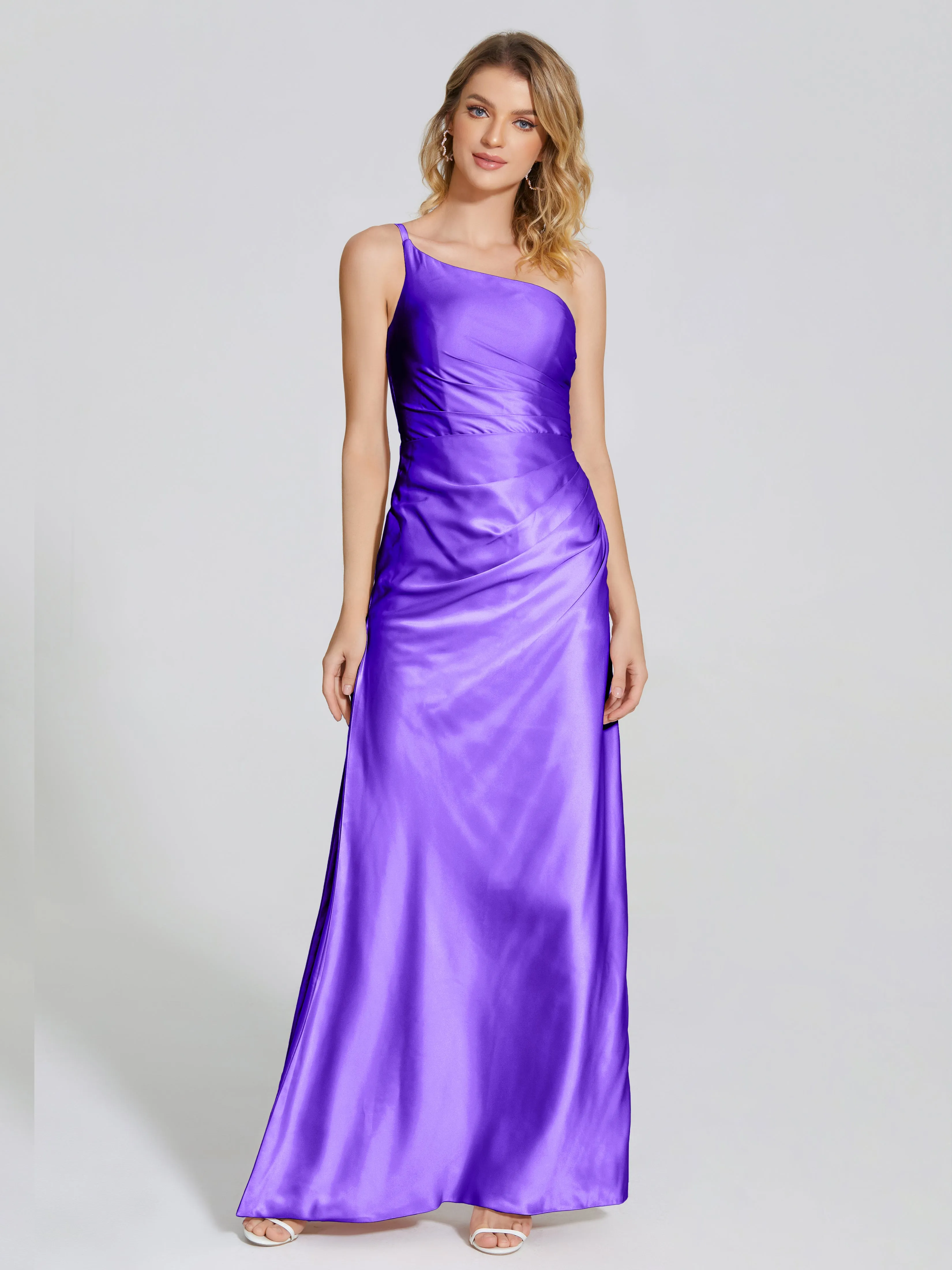 One Shoulder Soft Satin Prom Dresses