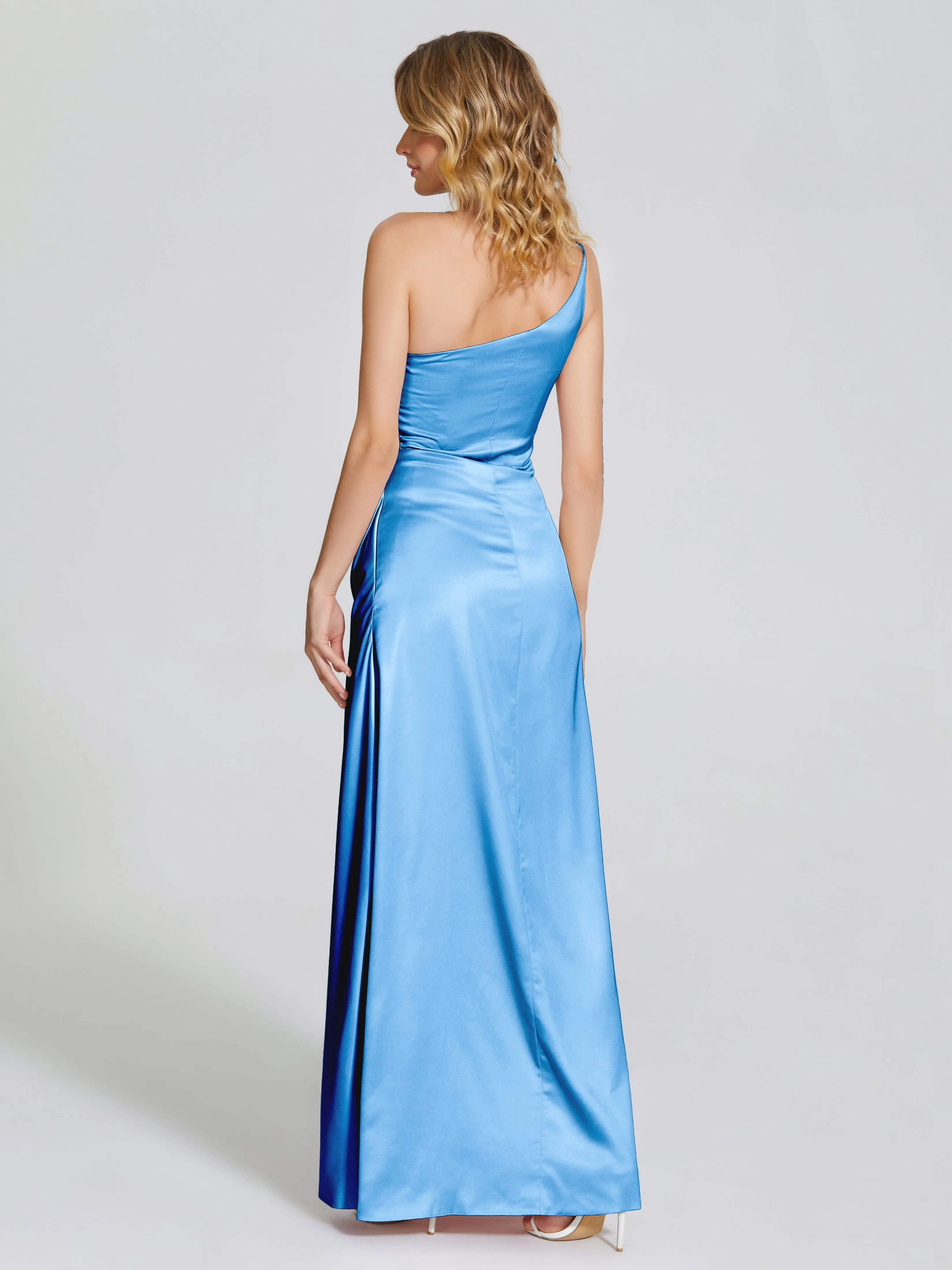 One Shoulder Soft Satin Prom Dresses