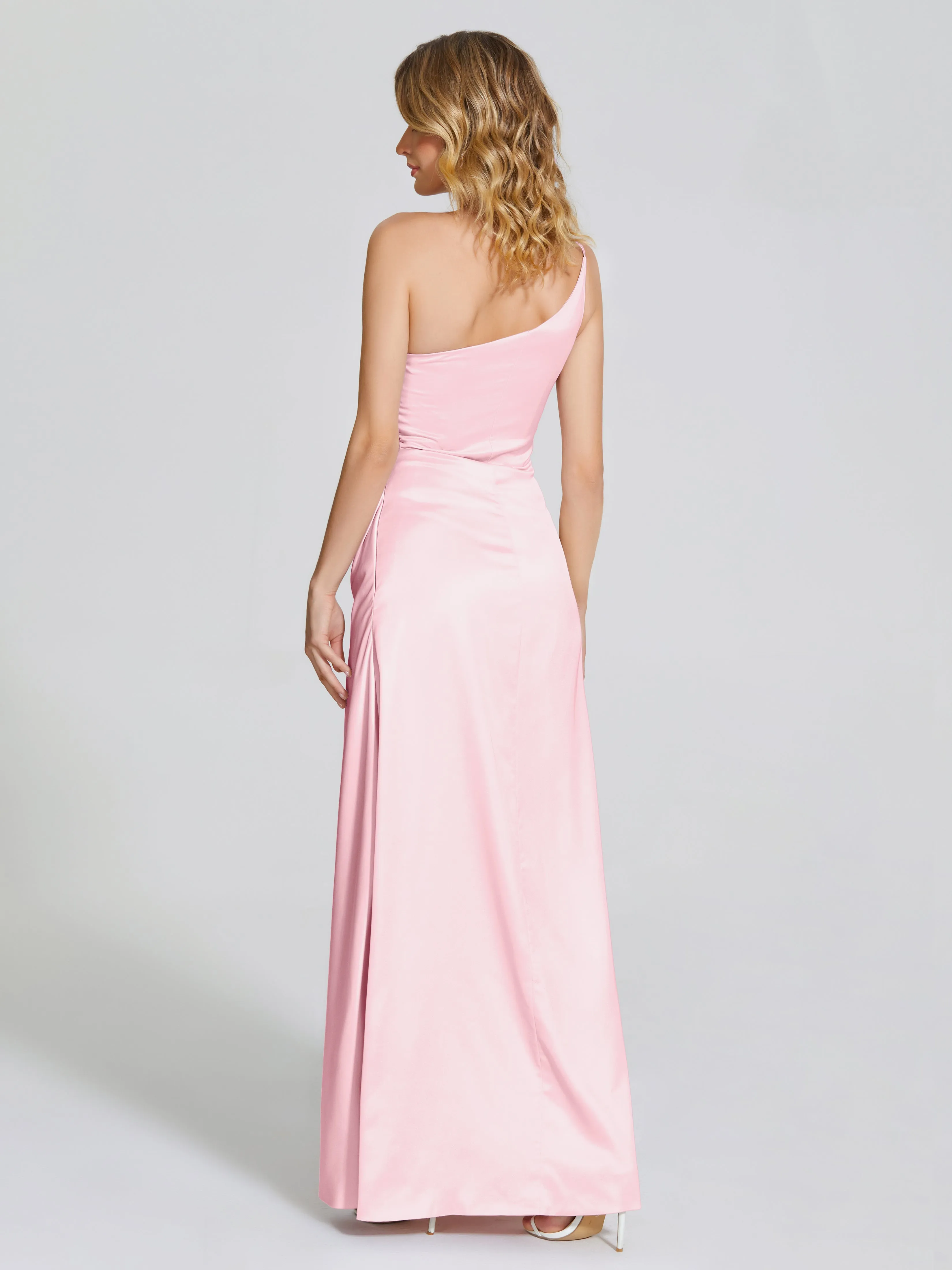 One Shoulder Soft Satin Prom Dresses