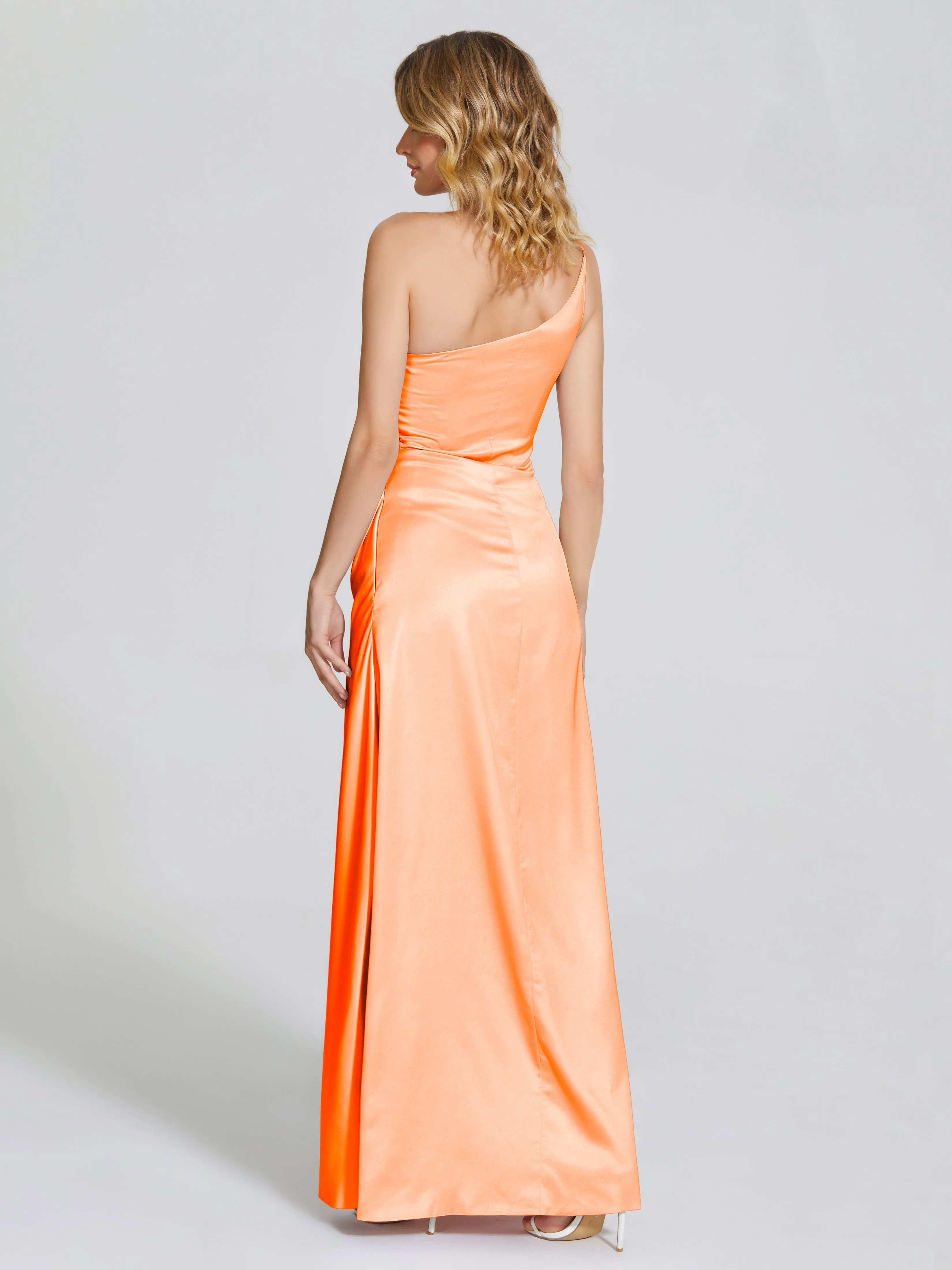 One Shoulder Soft Satin Prom Dresses