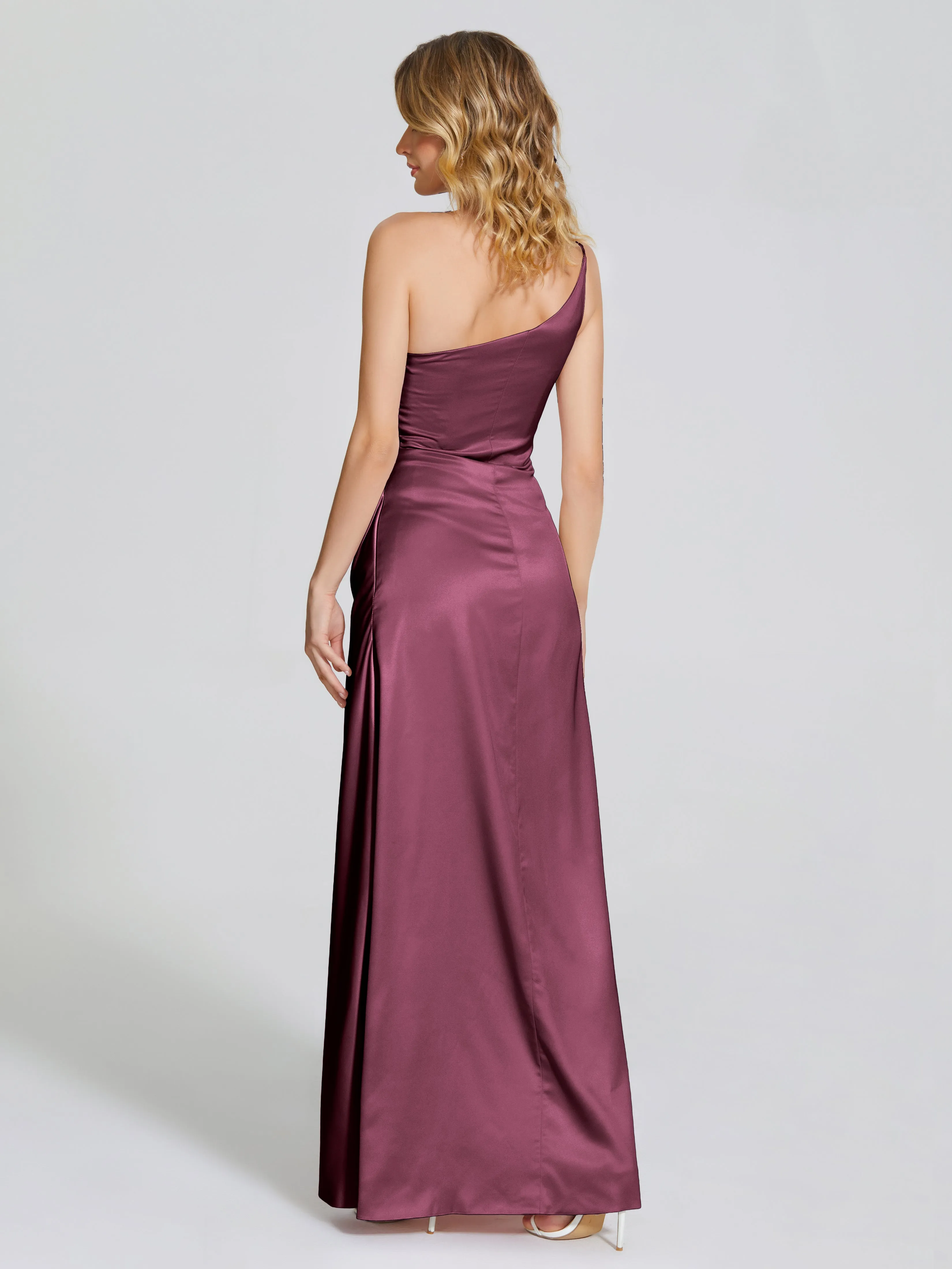 One Shoulder Soft Satin Prom Dresses