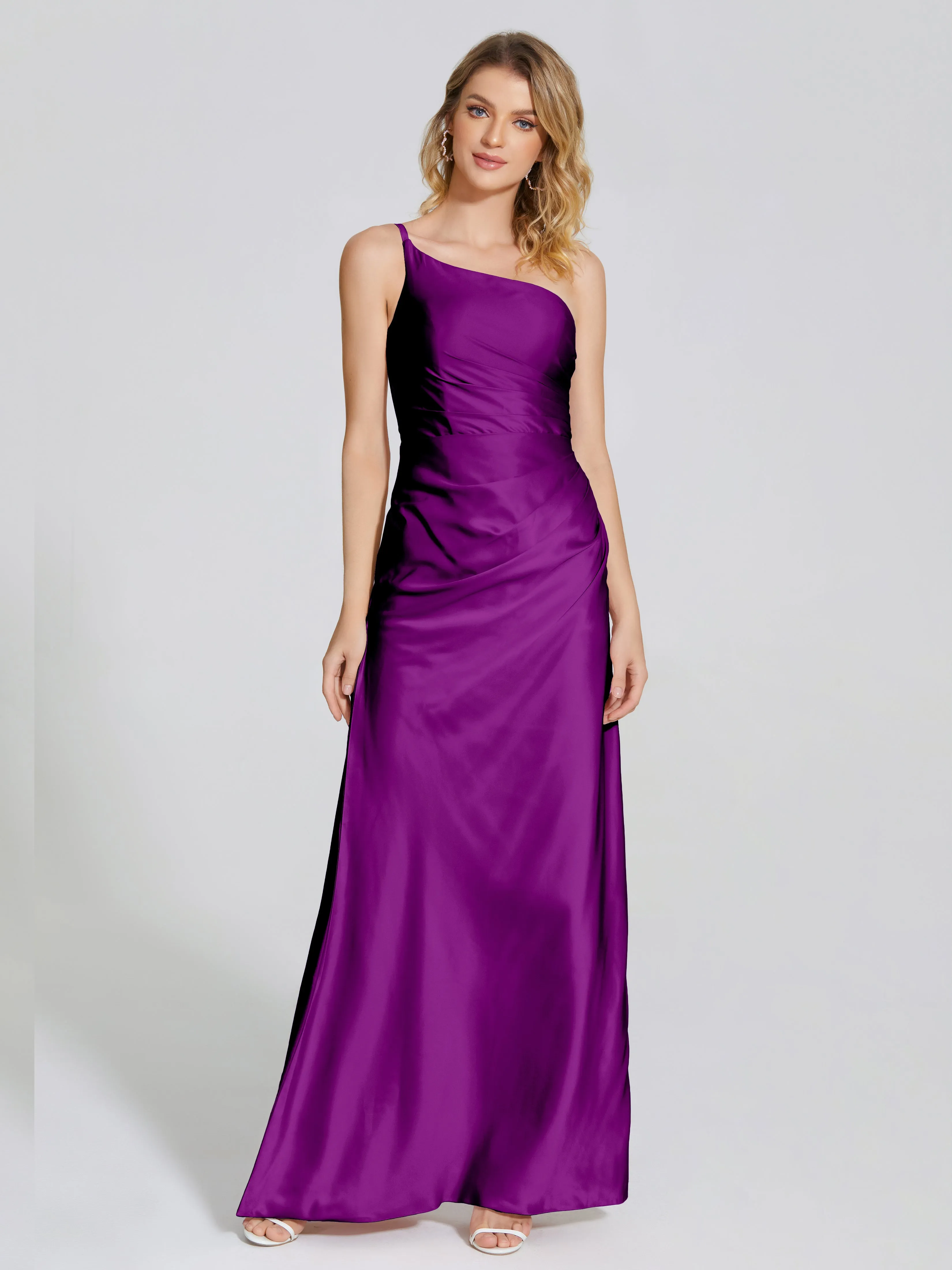 One Shoulder Soft Satin Prom Dresses