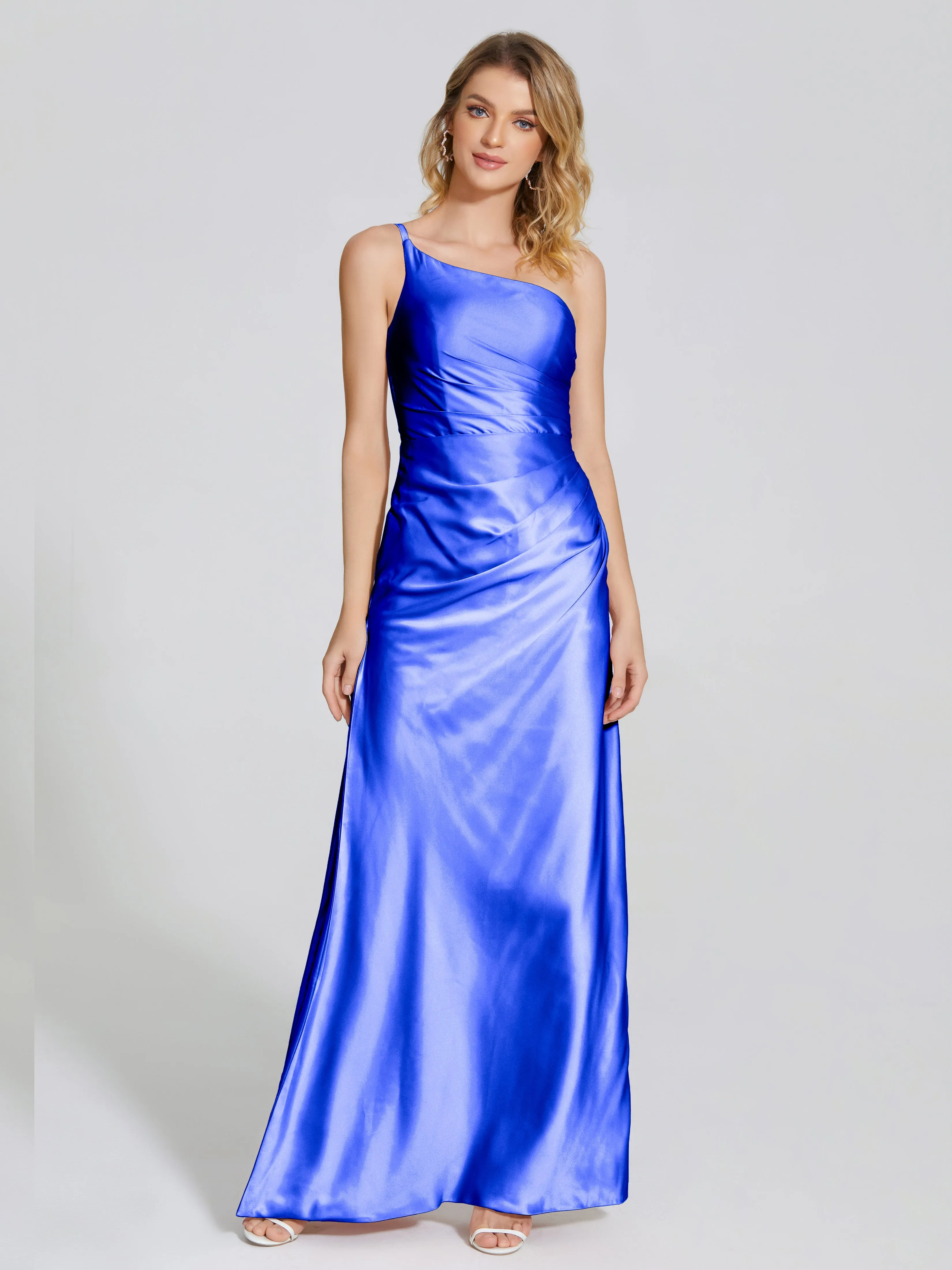 One Shoulder Soft Satin Prom Dresses