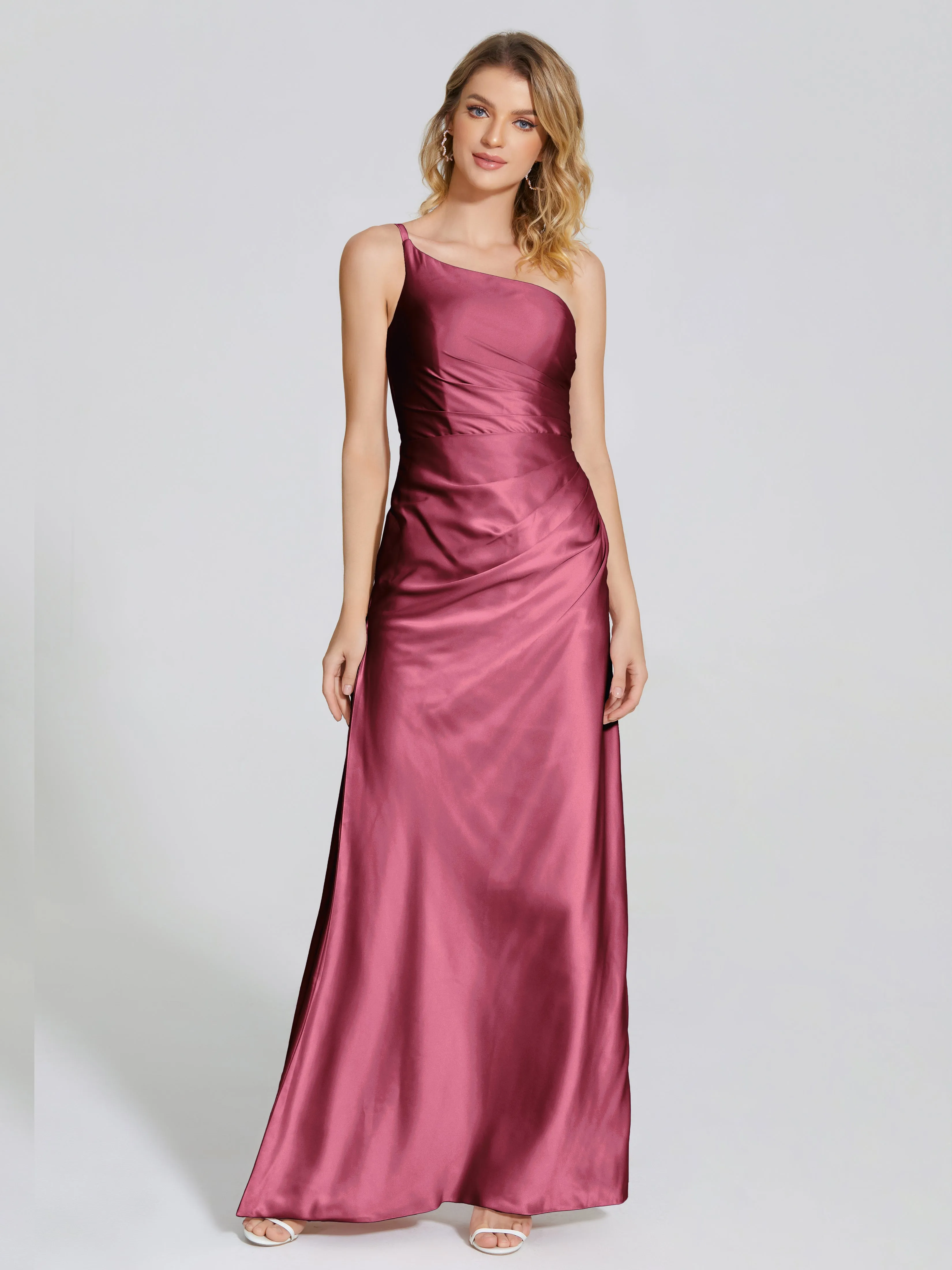 One Shoulder Soft Satin Prom Dresses