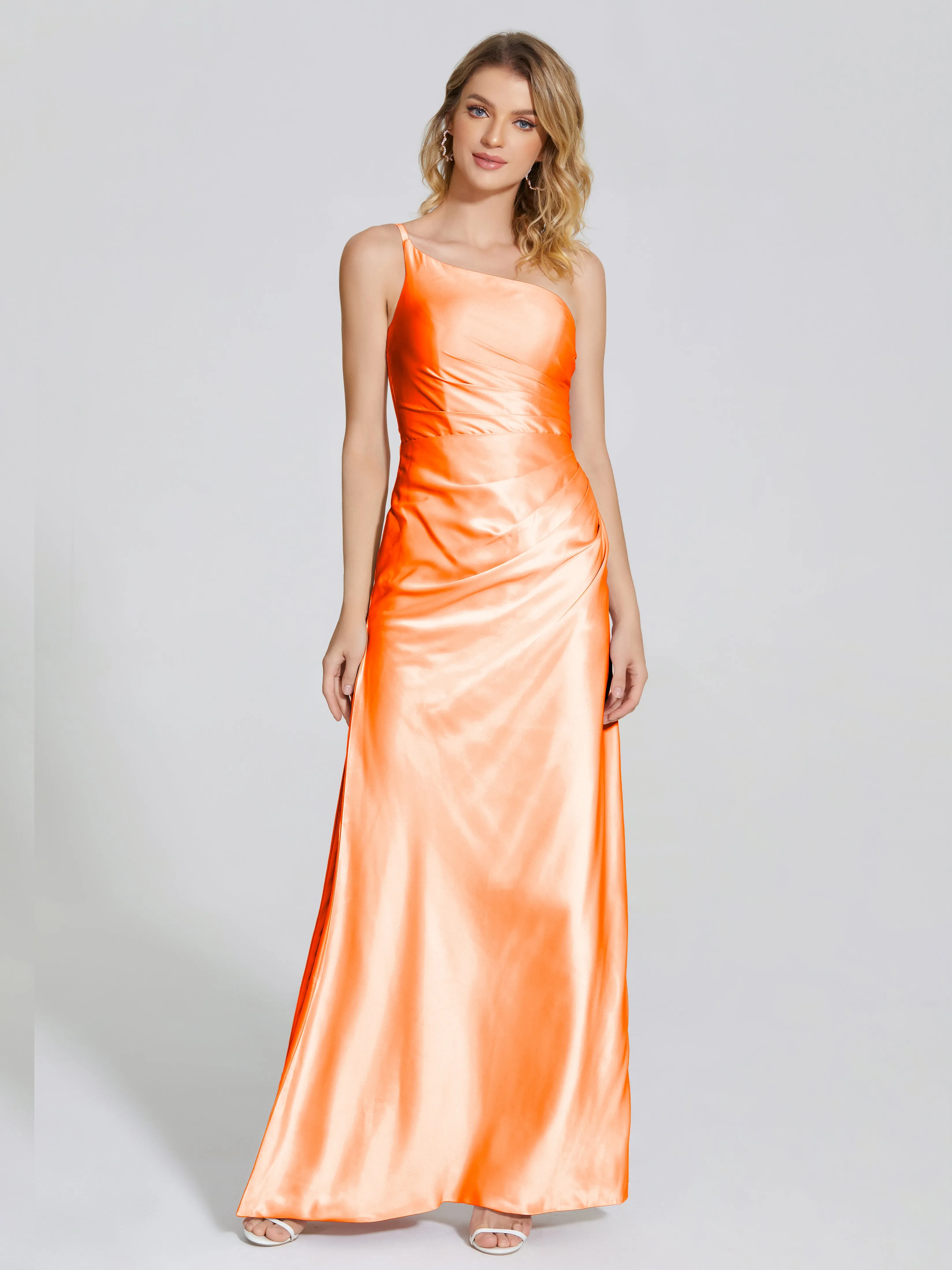 One Shoulder Soft Satin Prom Dresses