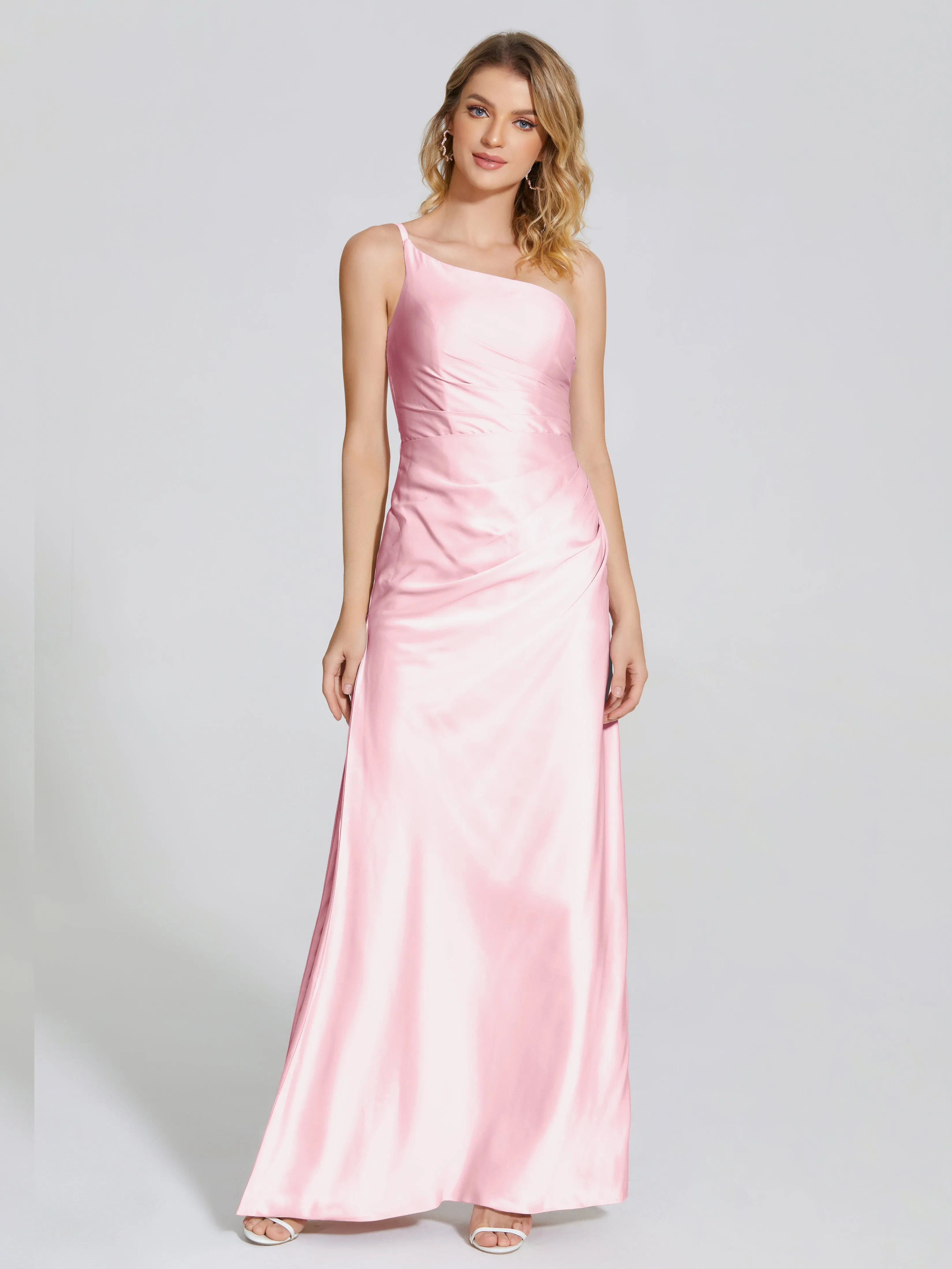 One Shoulder Soft Satin Prom Dresses