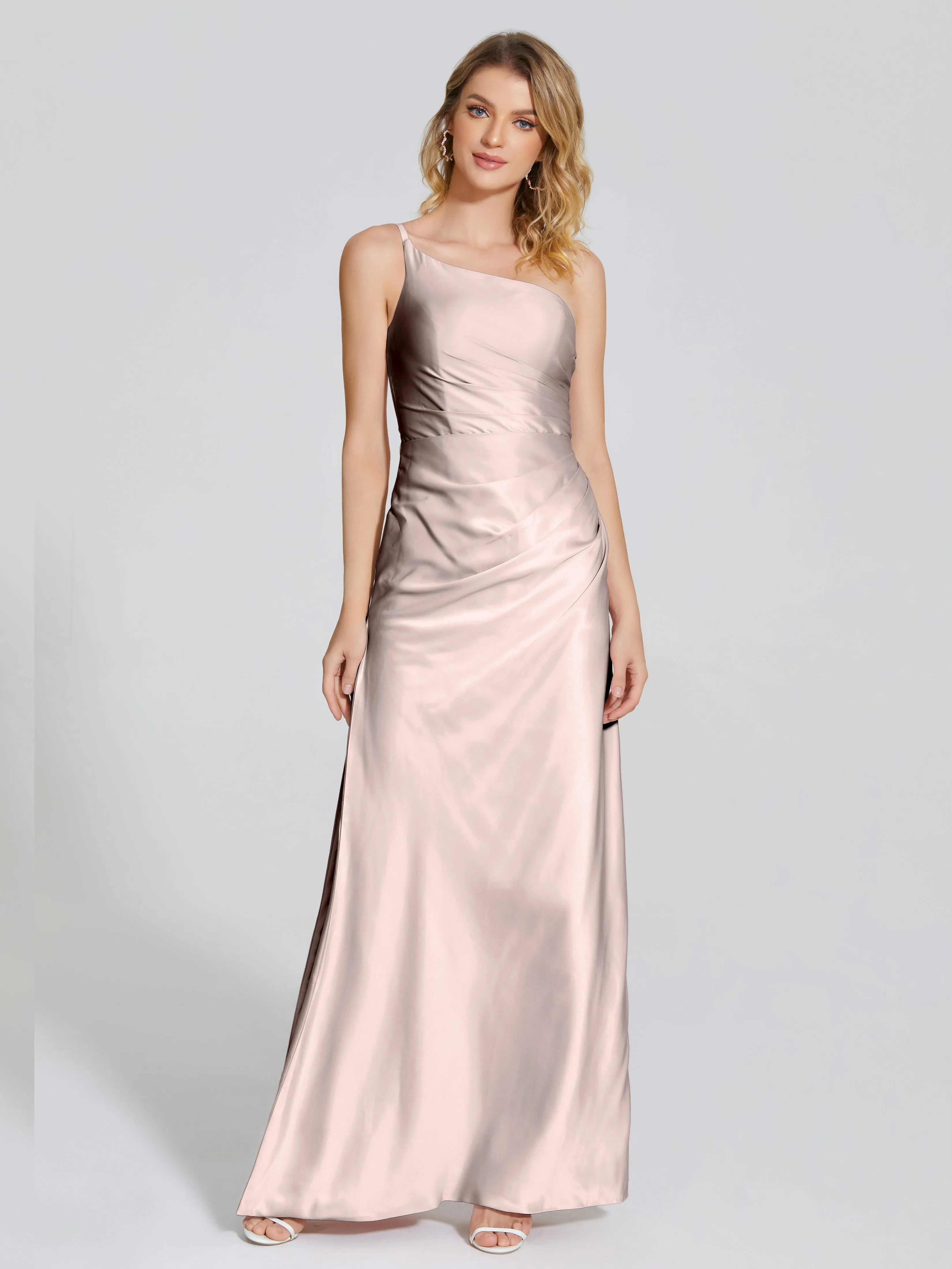 One Shoulder Soft Satin Prom Dresses