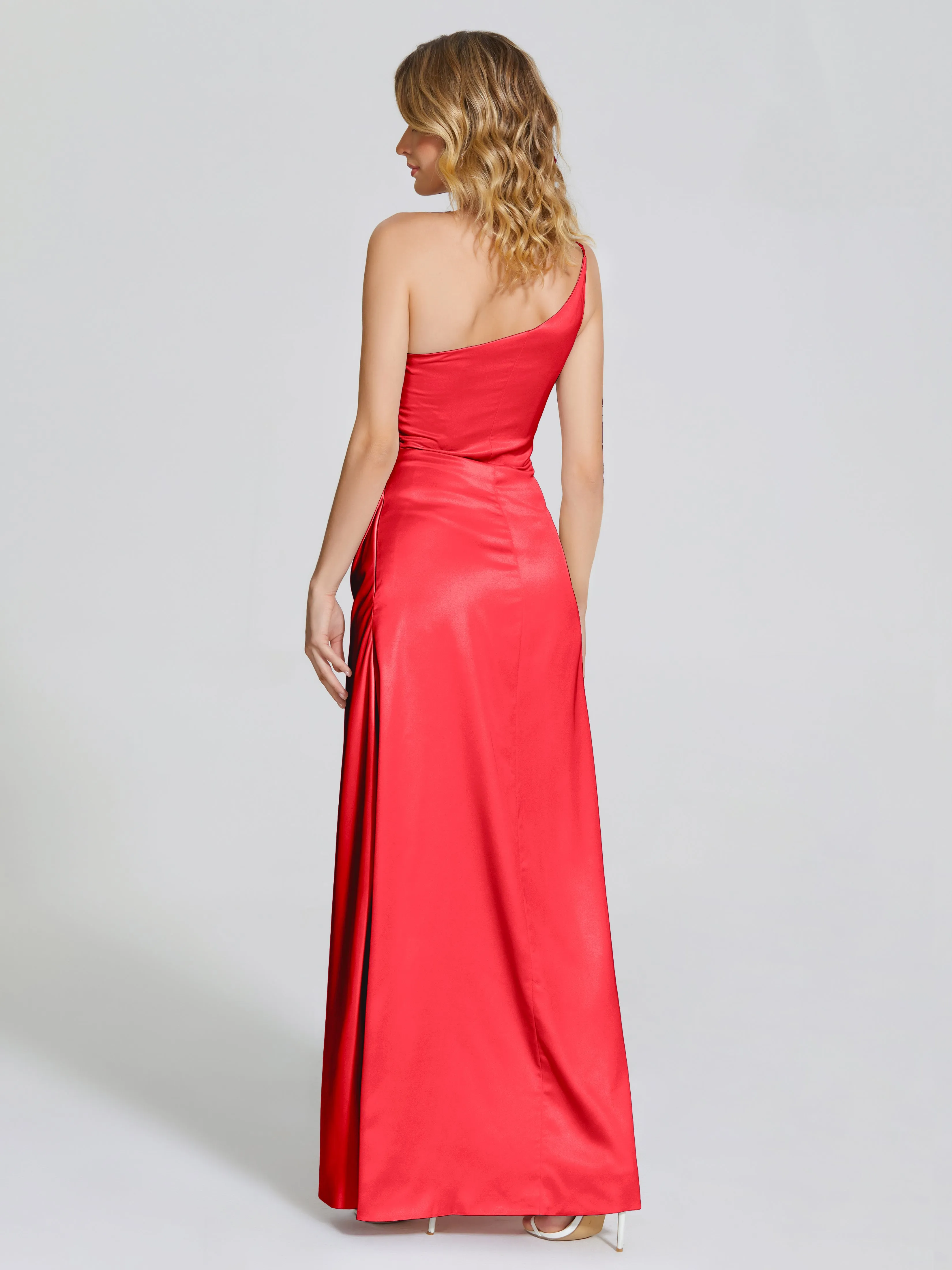 One Shoulder Soft Satin Prom Dresses