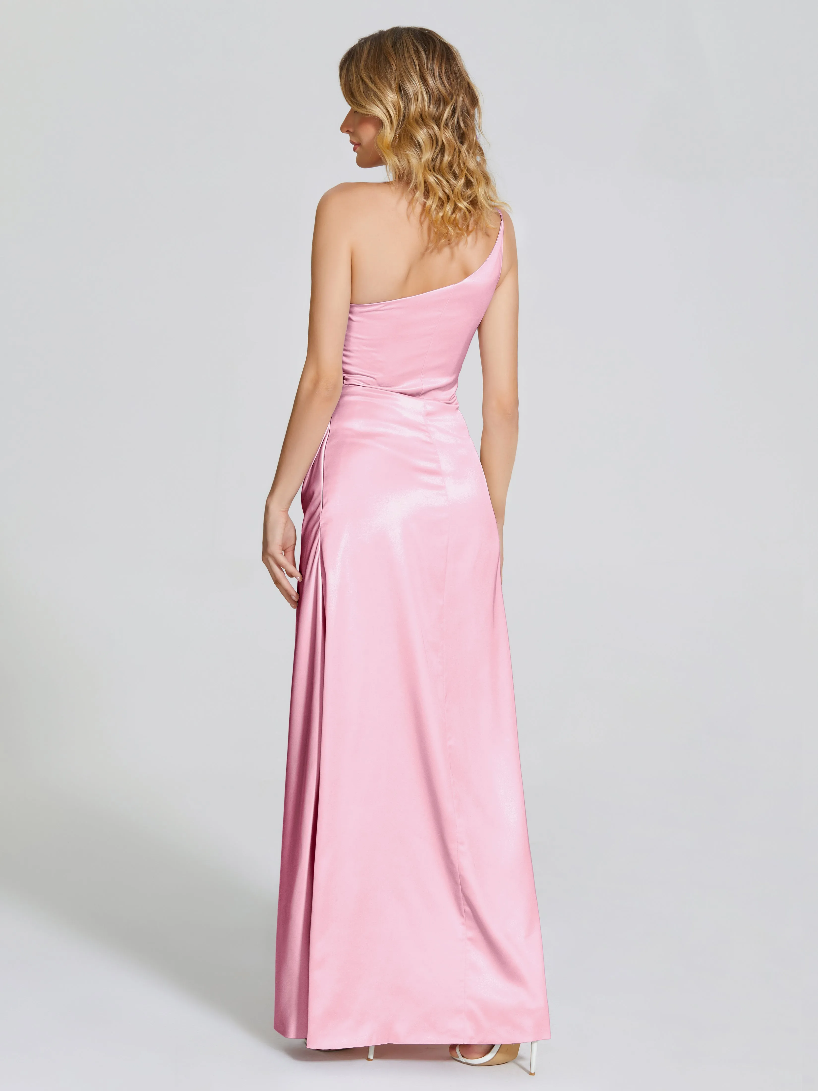 One Shoulder Soft Satin Prom Dresses