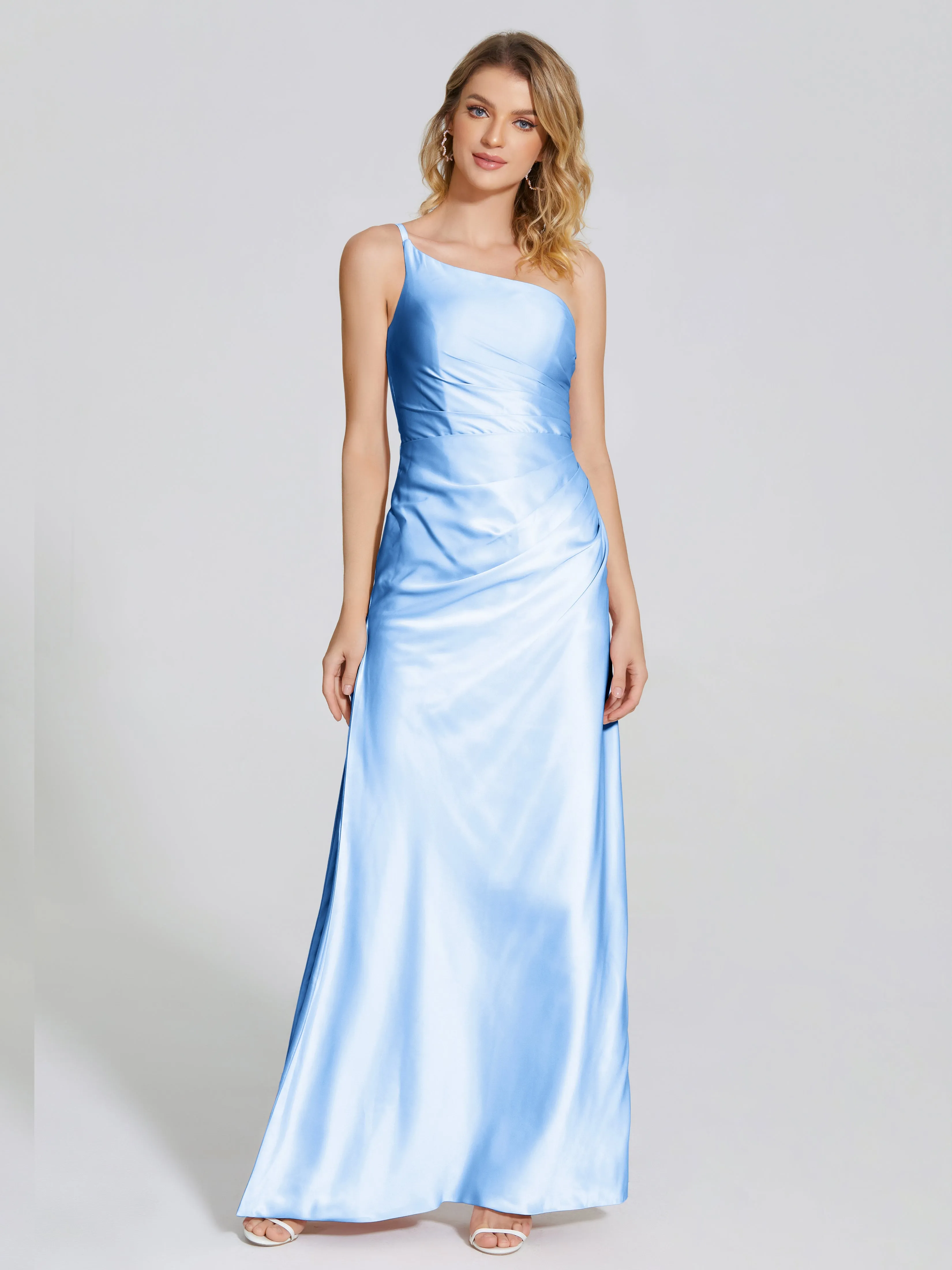 One Shoulder Soft Satin Prom Dresses