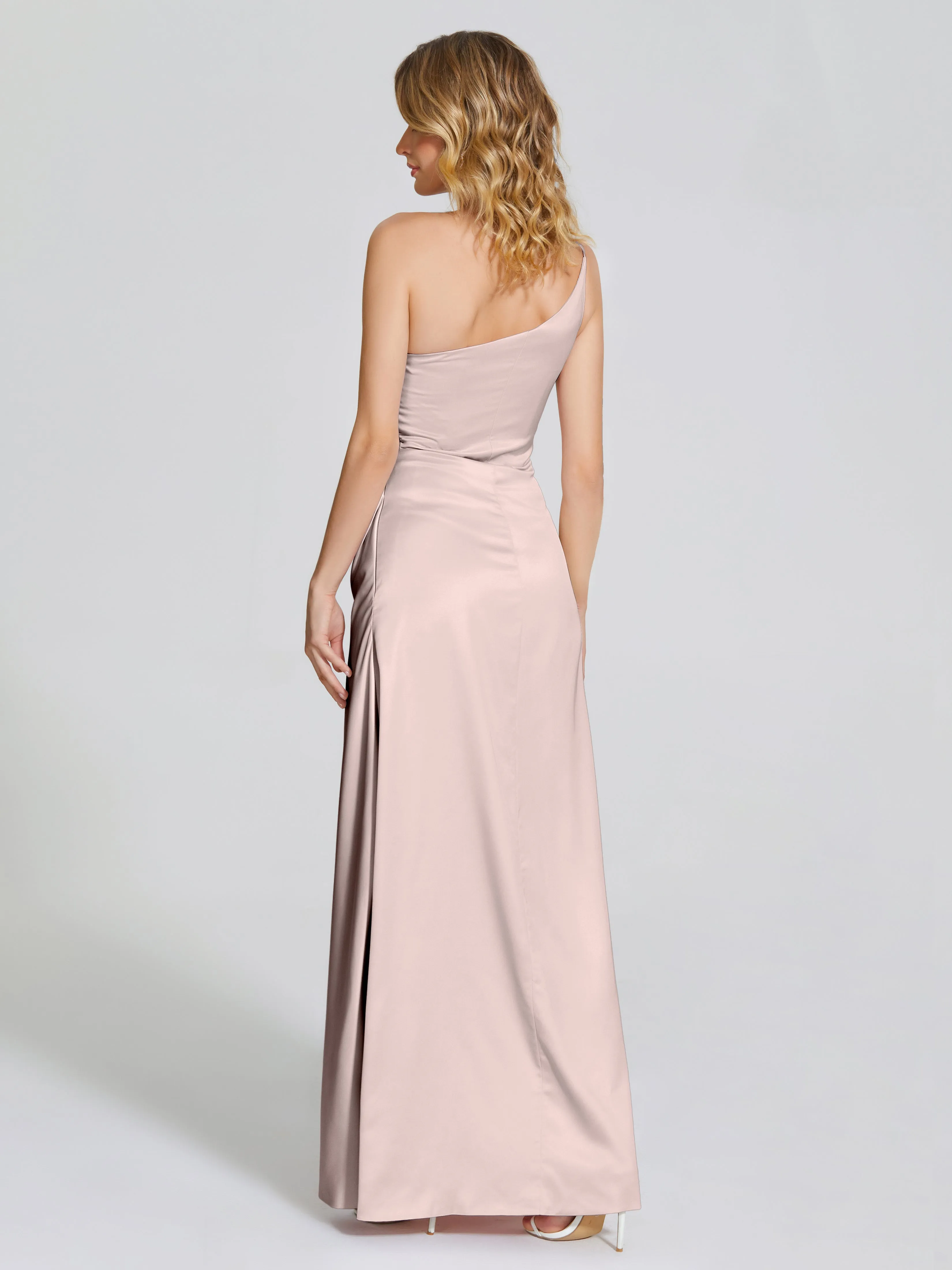 One Shoulder Soft Satin Prom Dresses