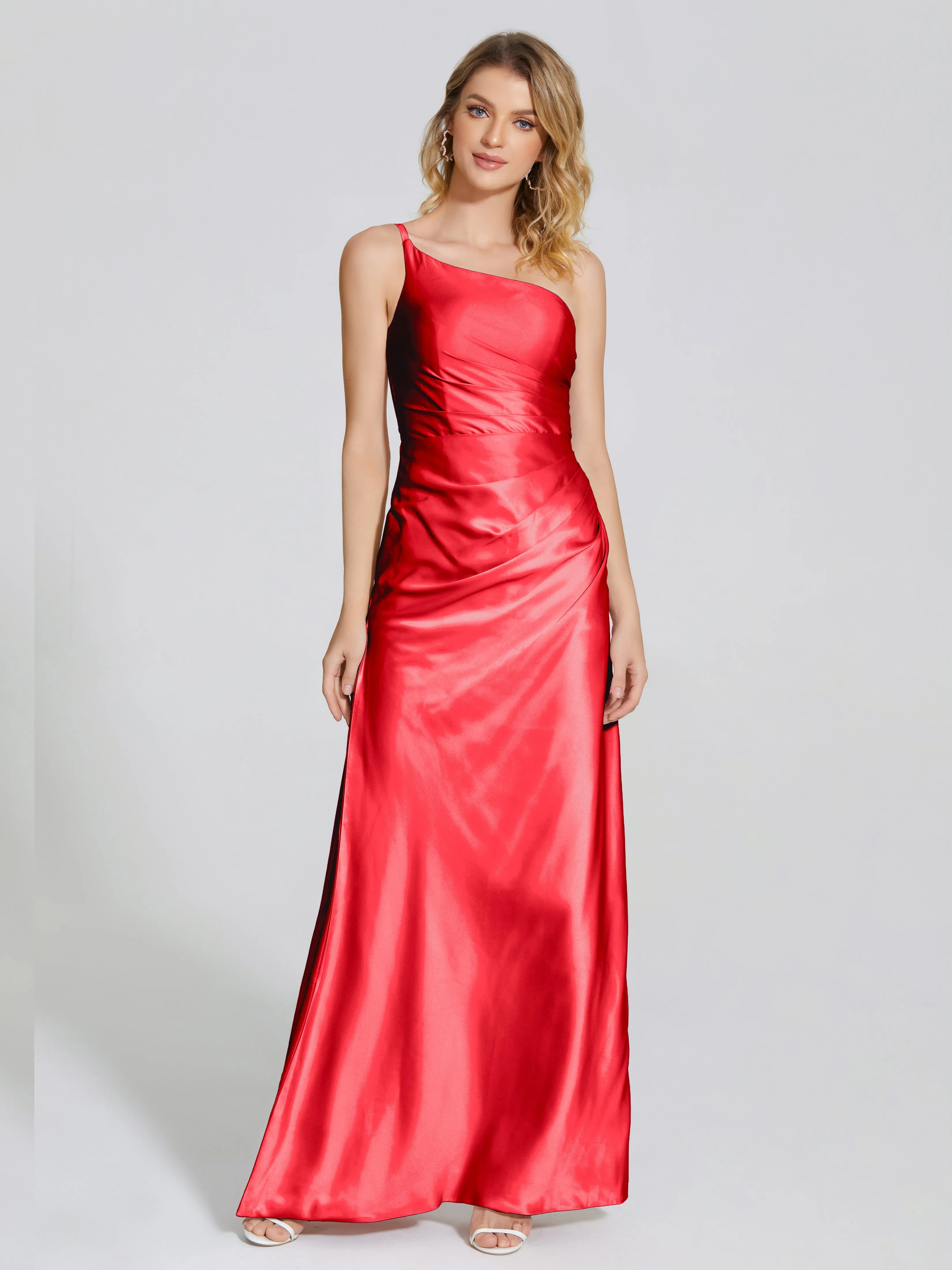 One Shoulder Soft Satin Prom Dresses