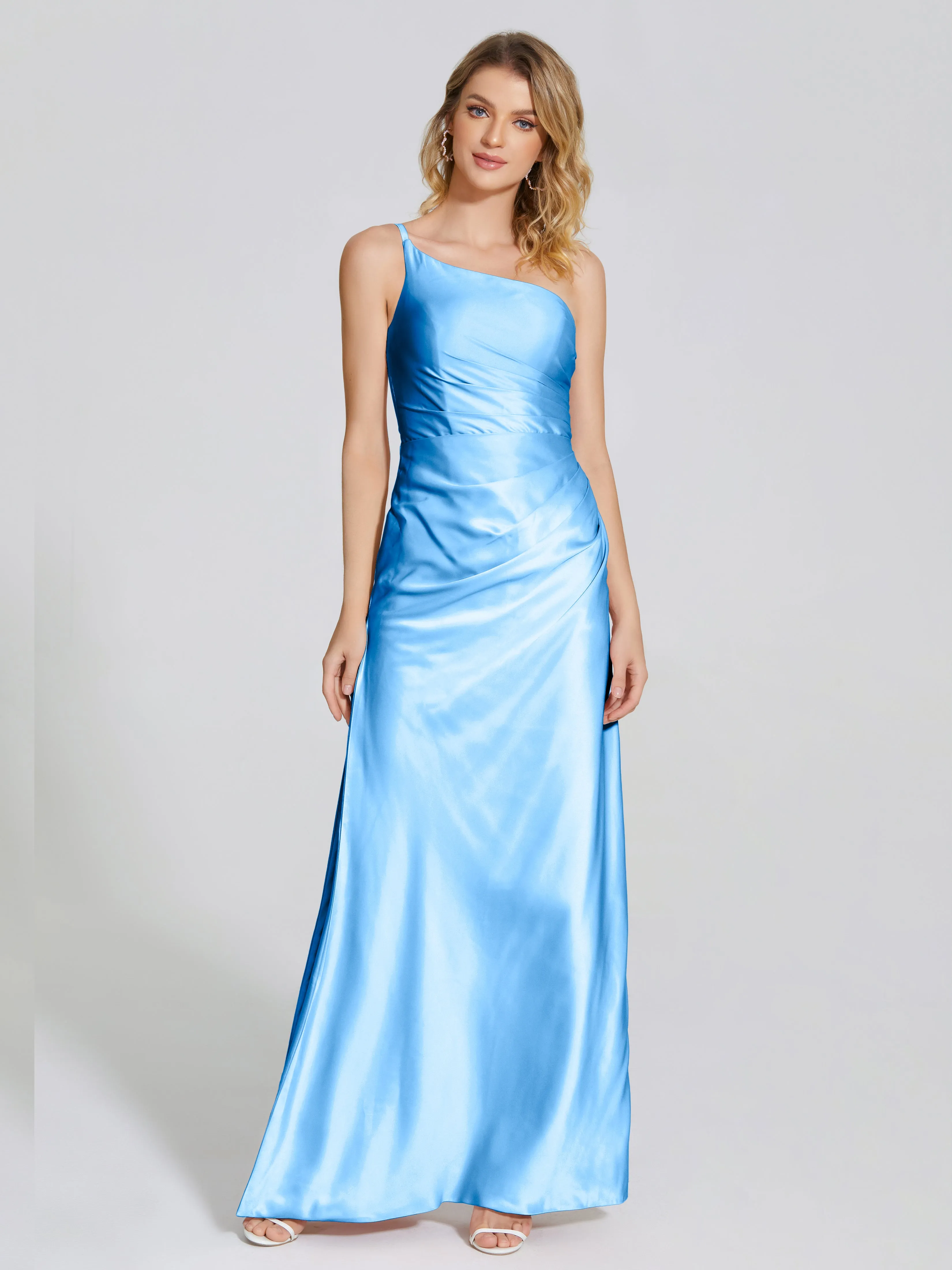 One Shoulder Soft Satin Prom Dresses