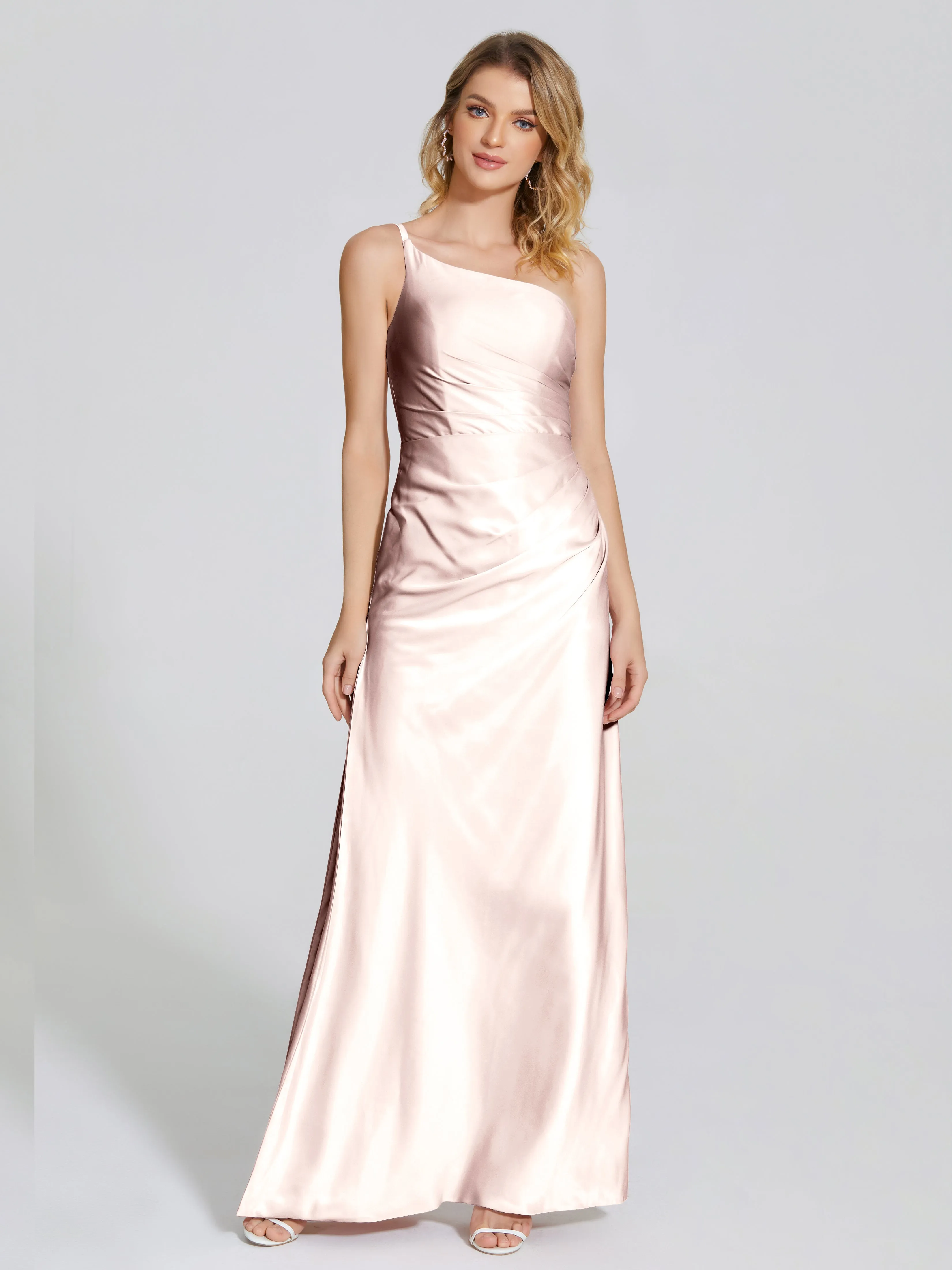 One Shoulder Soft Satin Prom Dresses