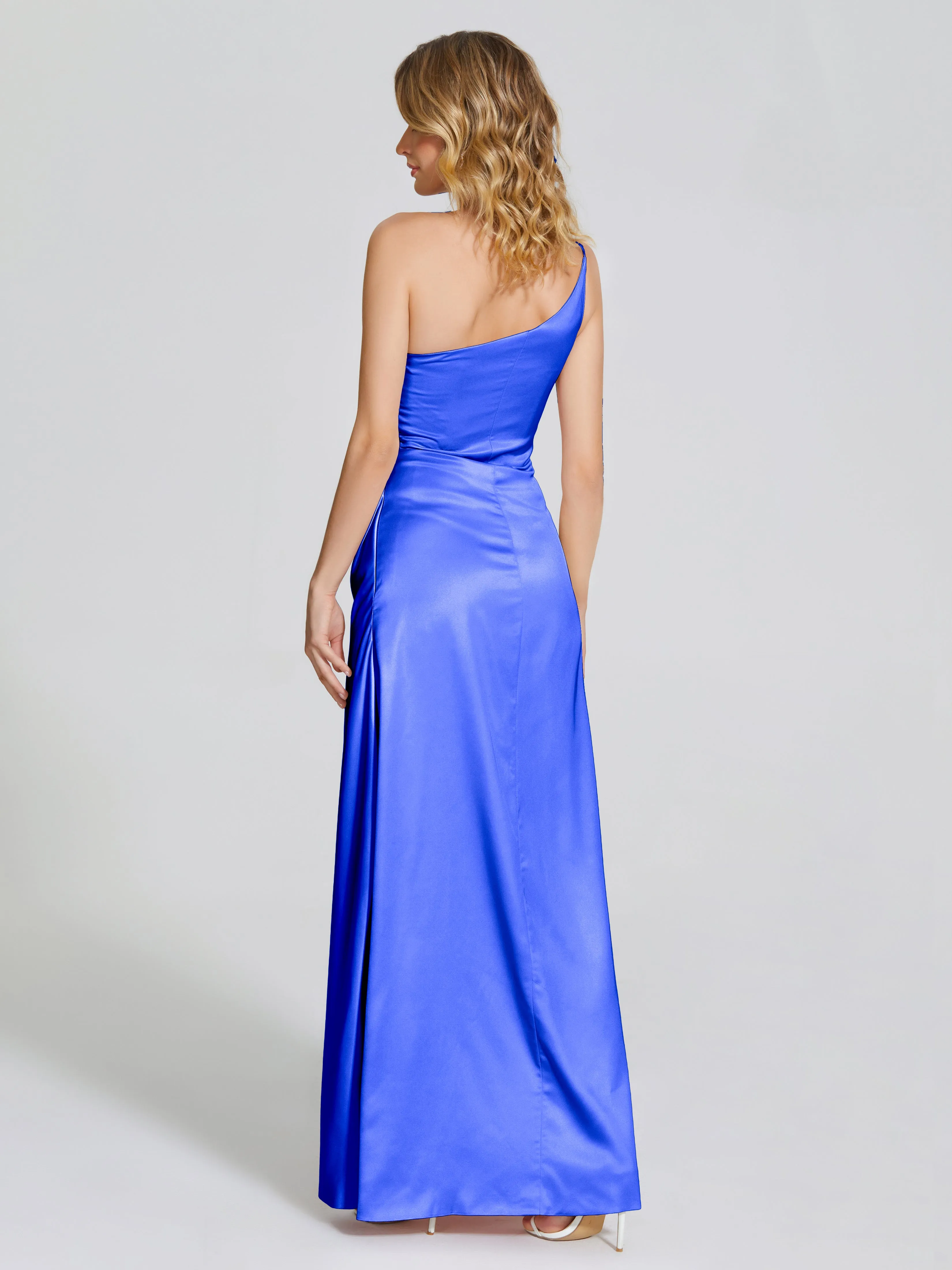 One Shoulder Soft Satin Prom Dresses