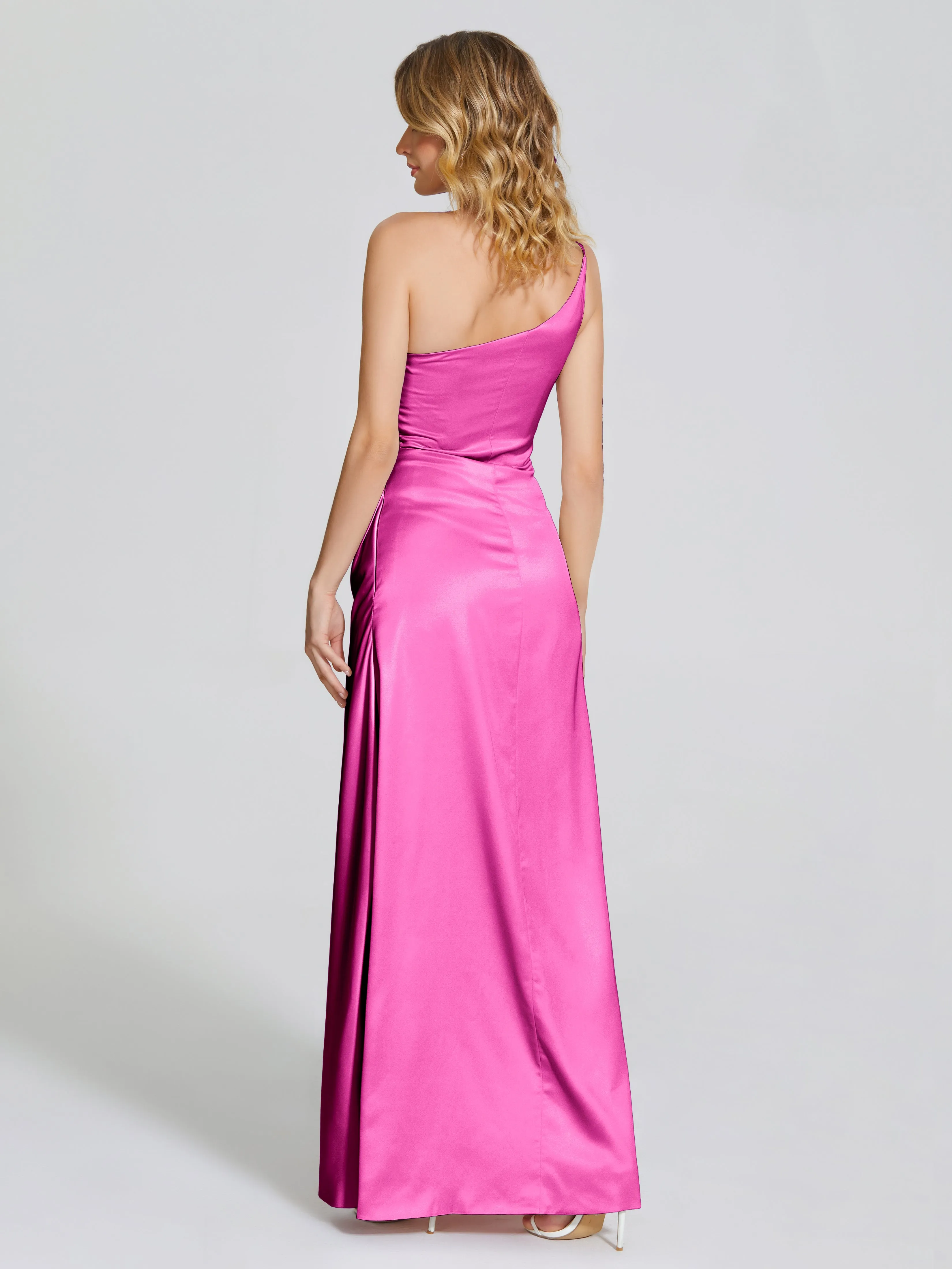 One Shoulder Soft Satin Prom Dresses