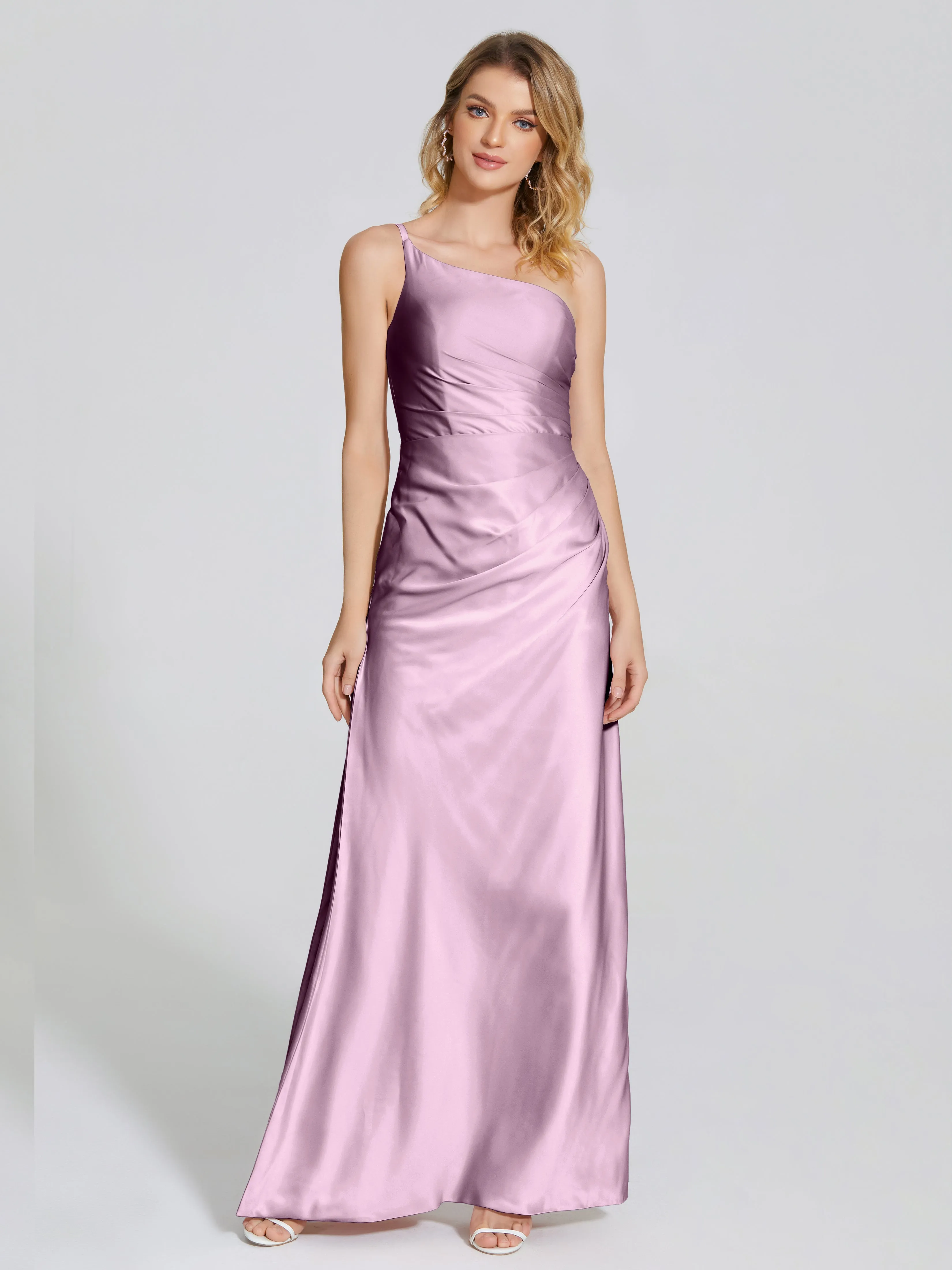 One Shoulder Soft Satin Prom Dresses