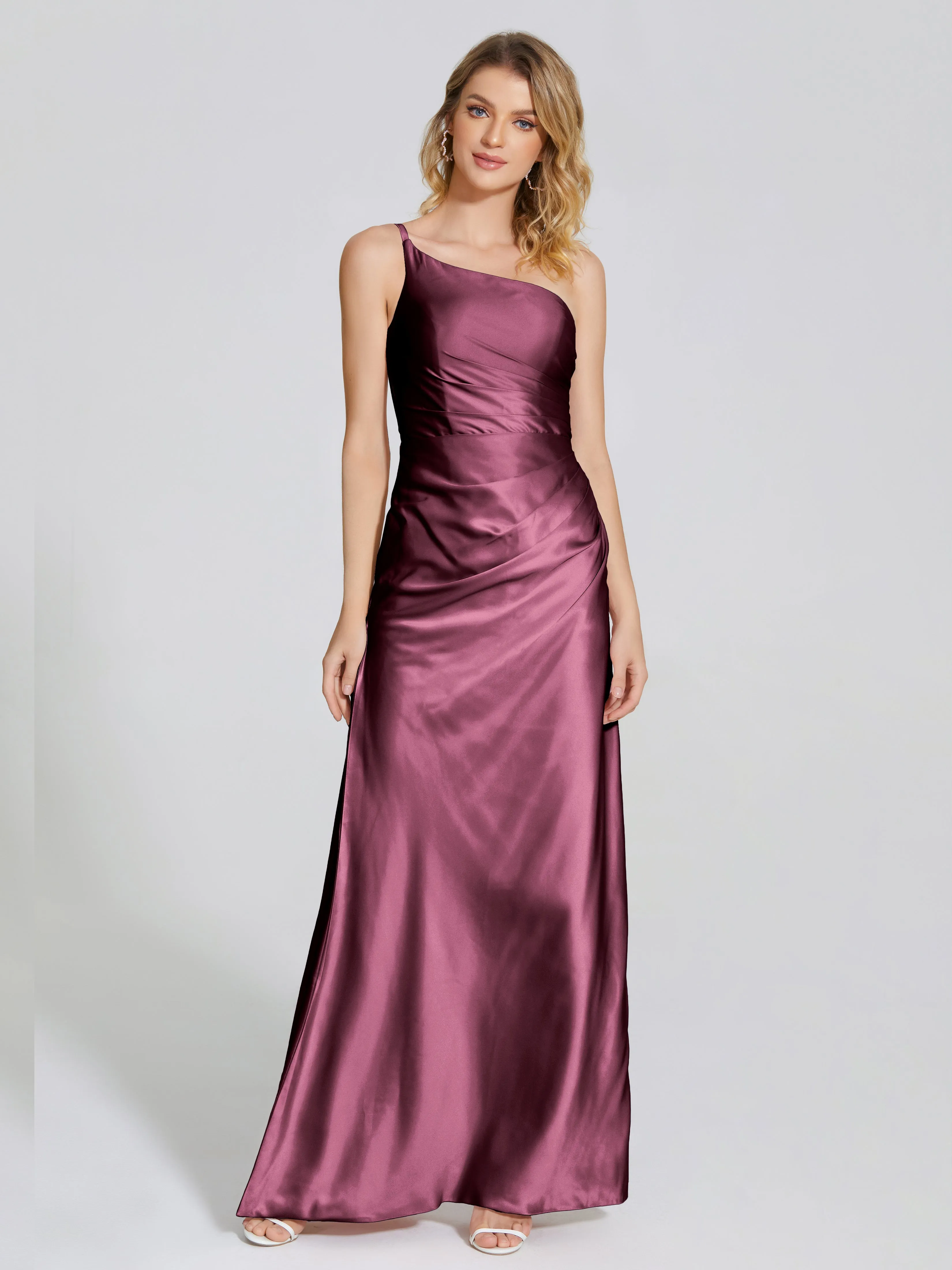 One Shoulder Soft Satin Prom Dresses