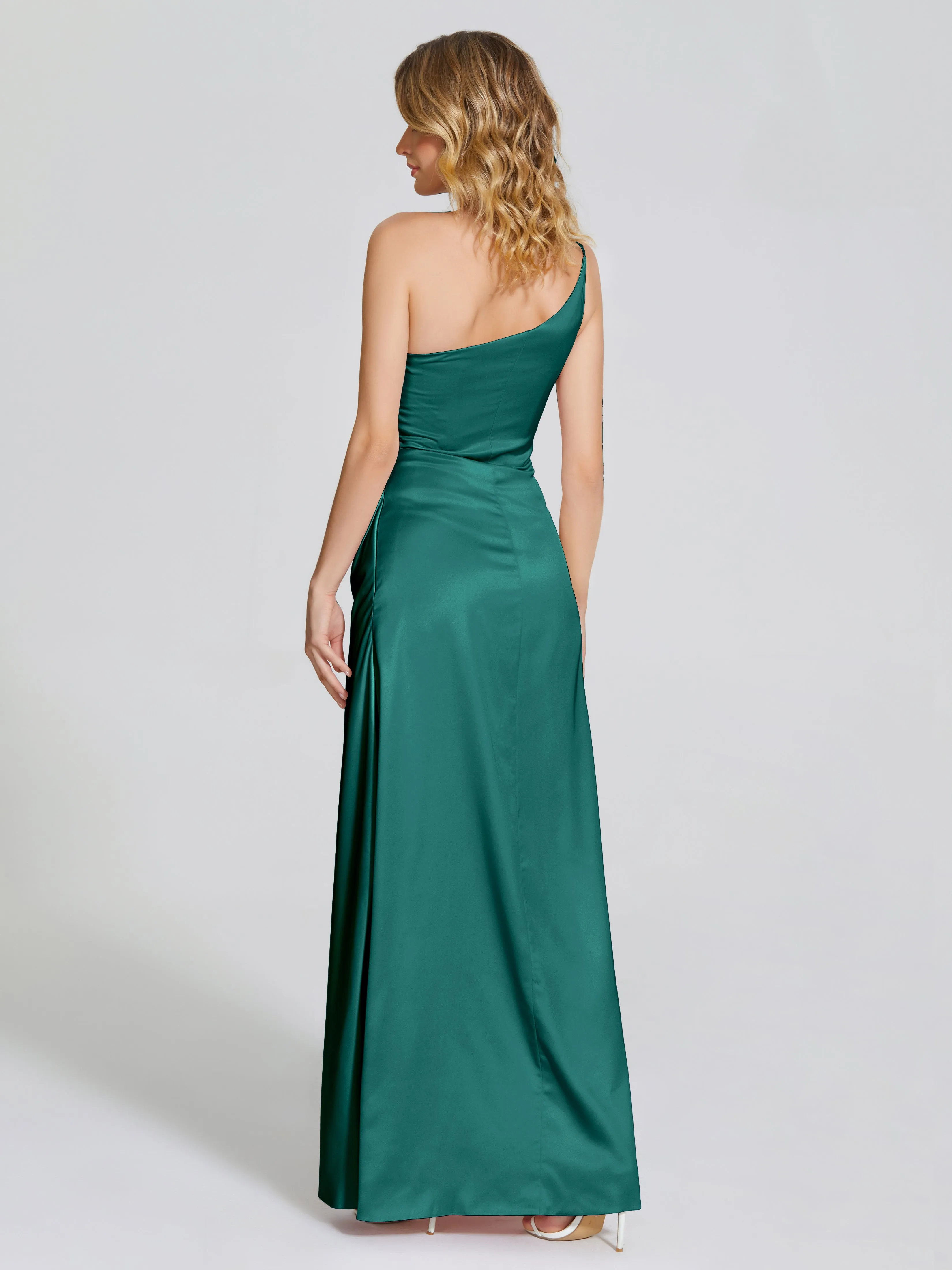 One Shoulder Soft Satin Prom Dresses