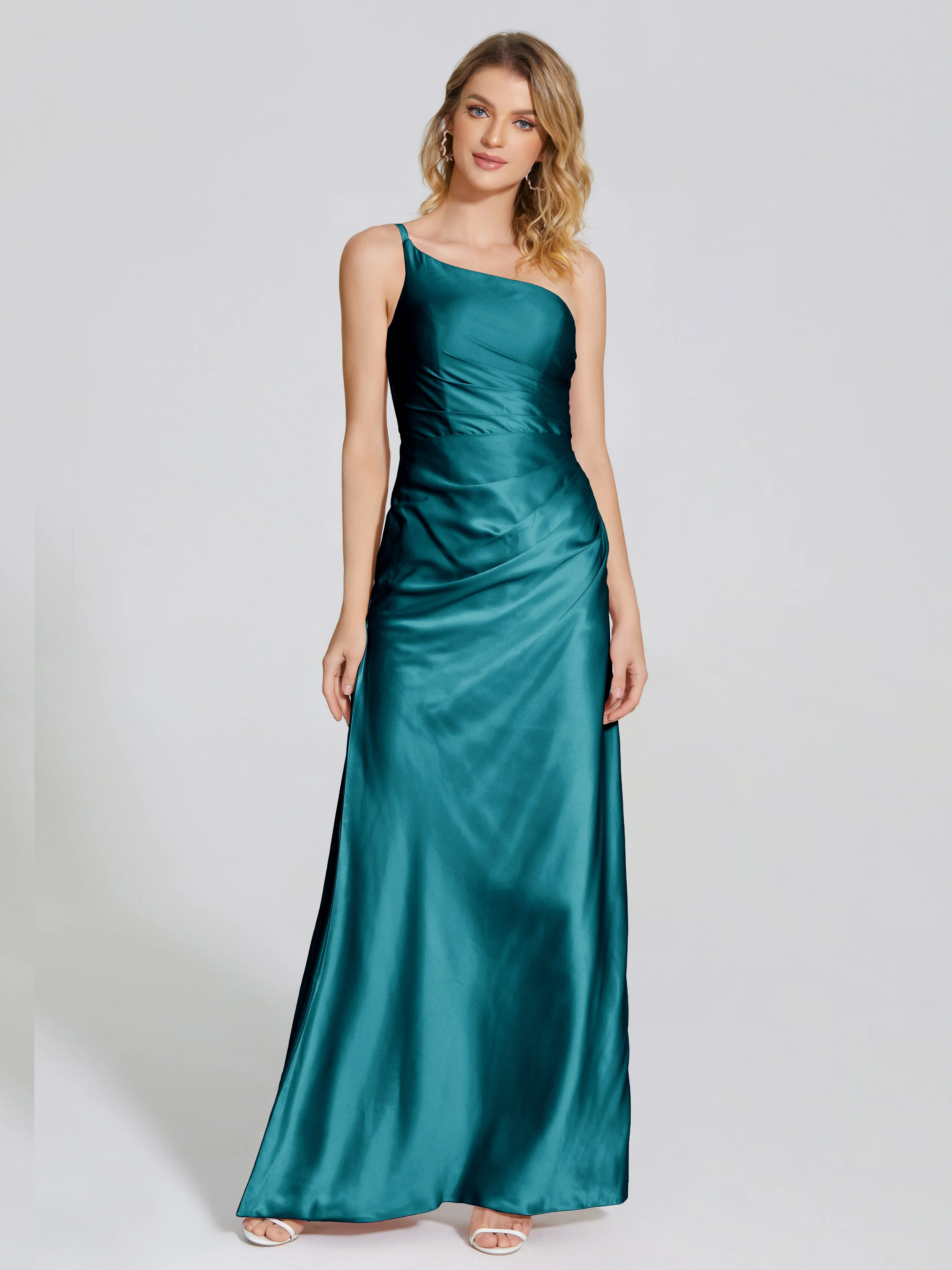 One Shoulder Soft Satin Prom Dresses