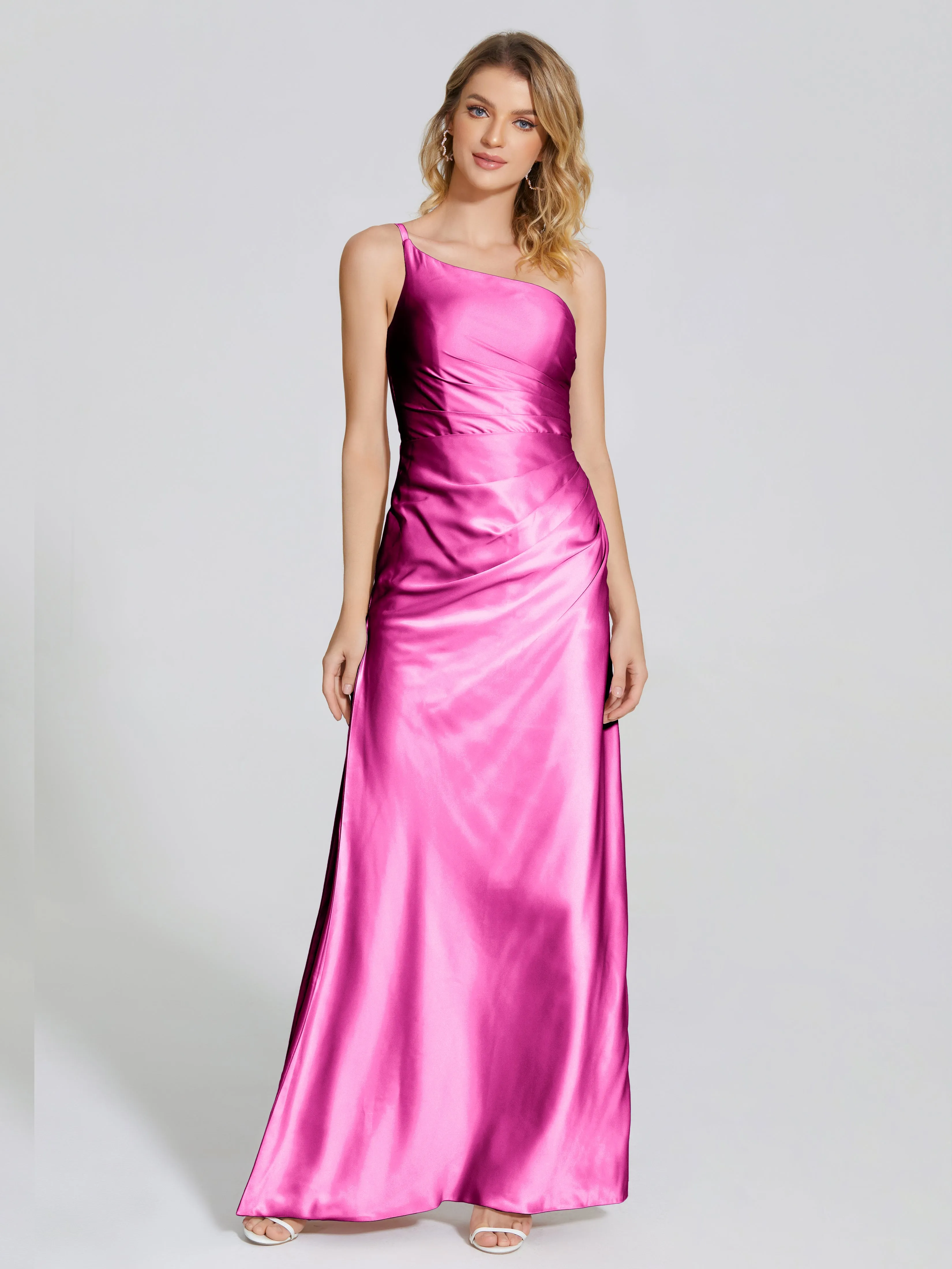 One Shoulder Soft Satin Prom Dresses