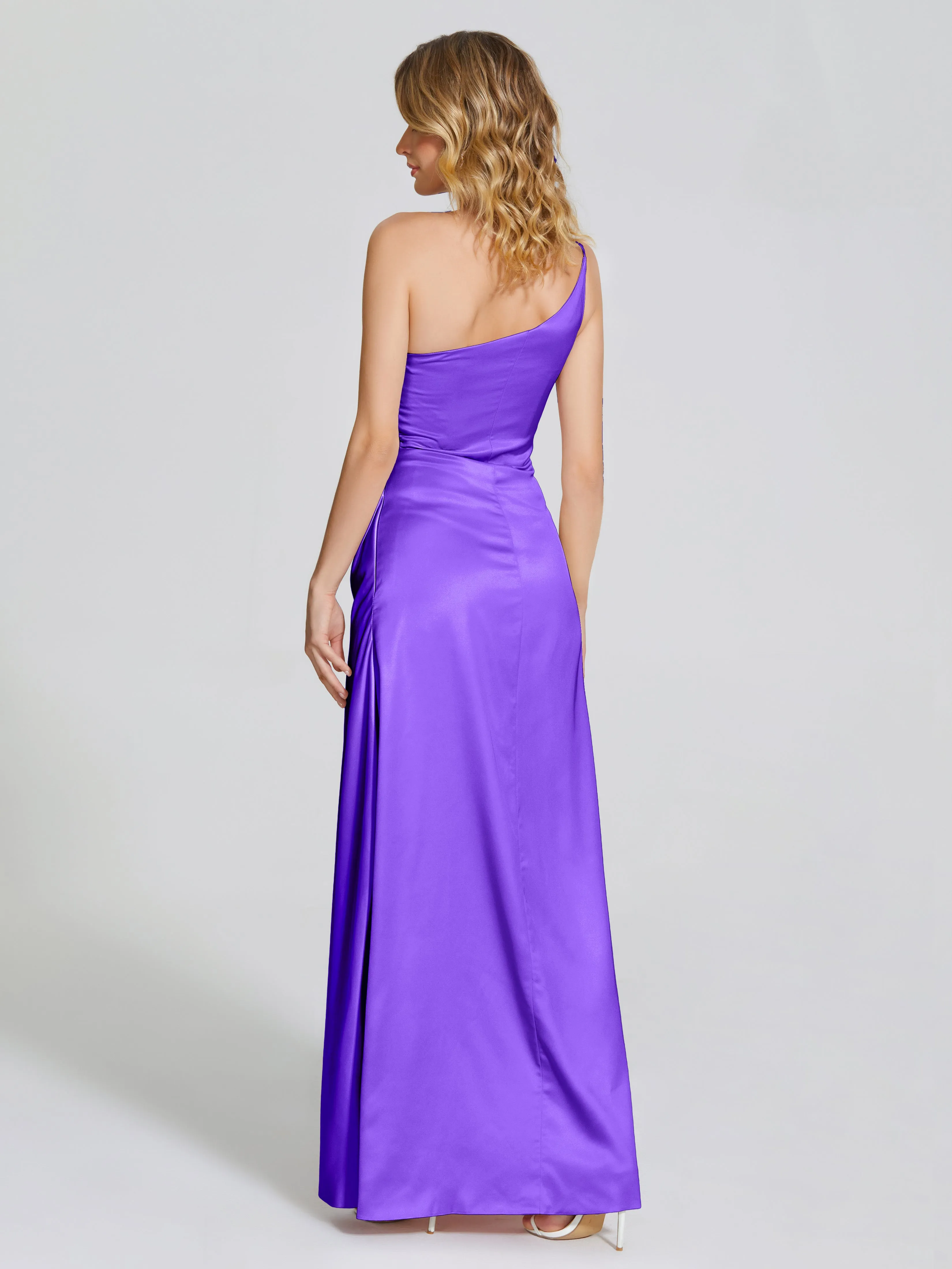 One Shoulder Soft Satin Prom Dresses