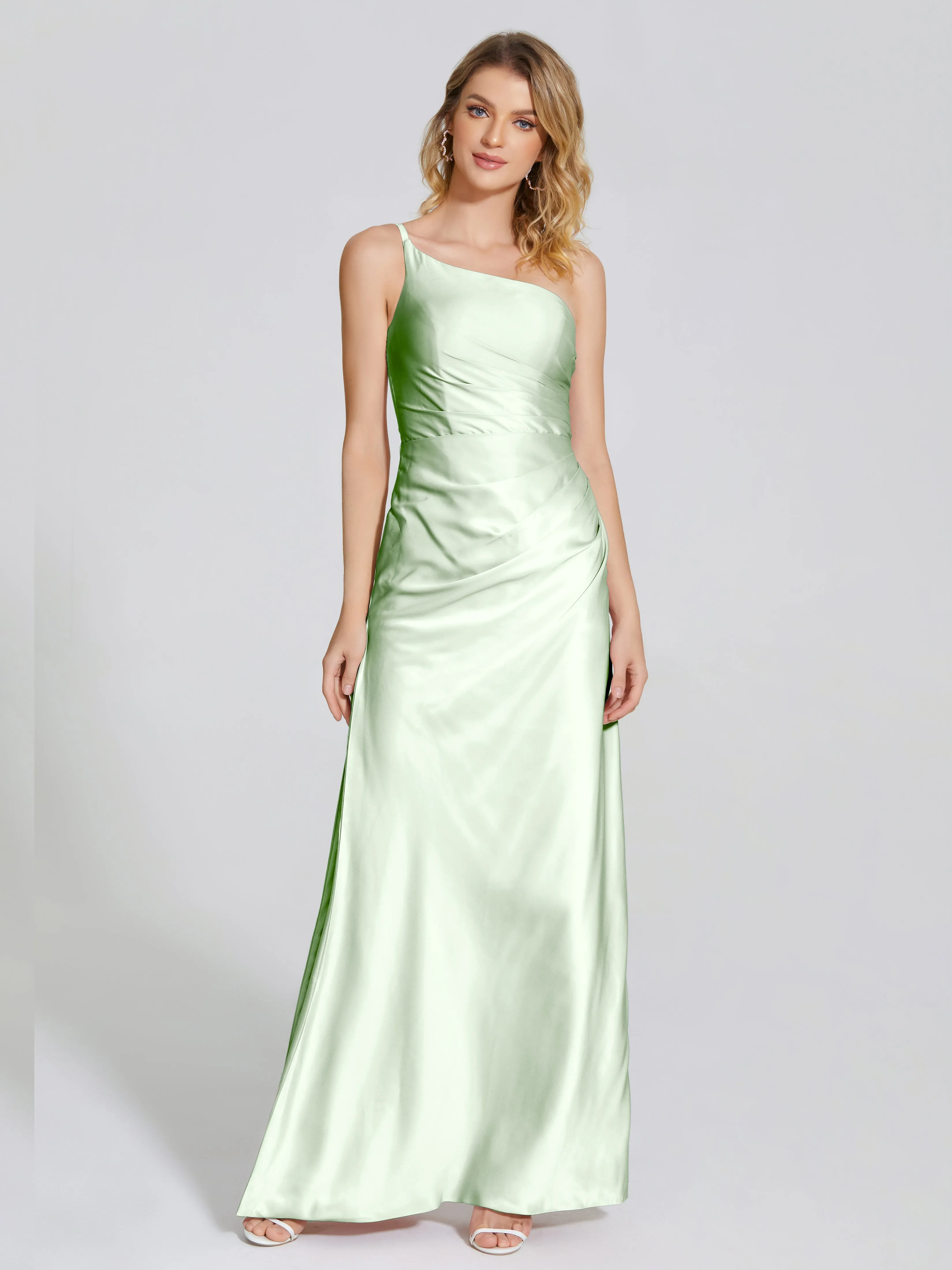 One Shoulder Soft Satin Prom Dresses