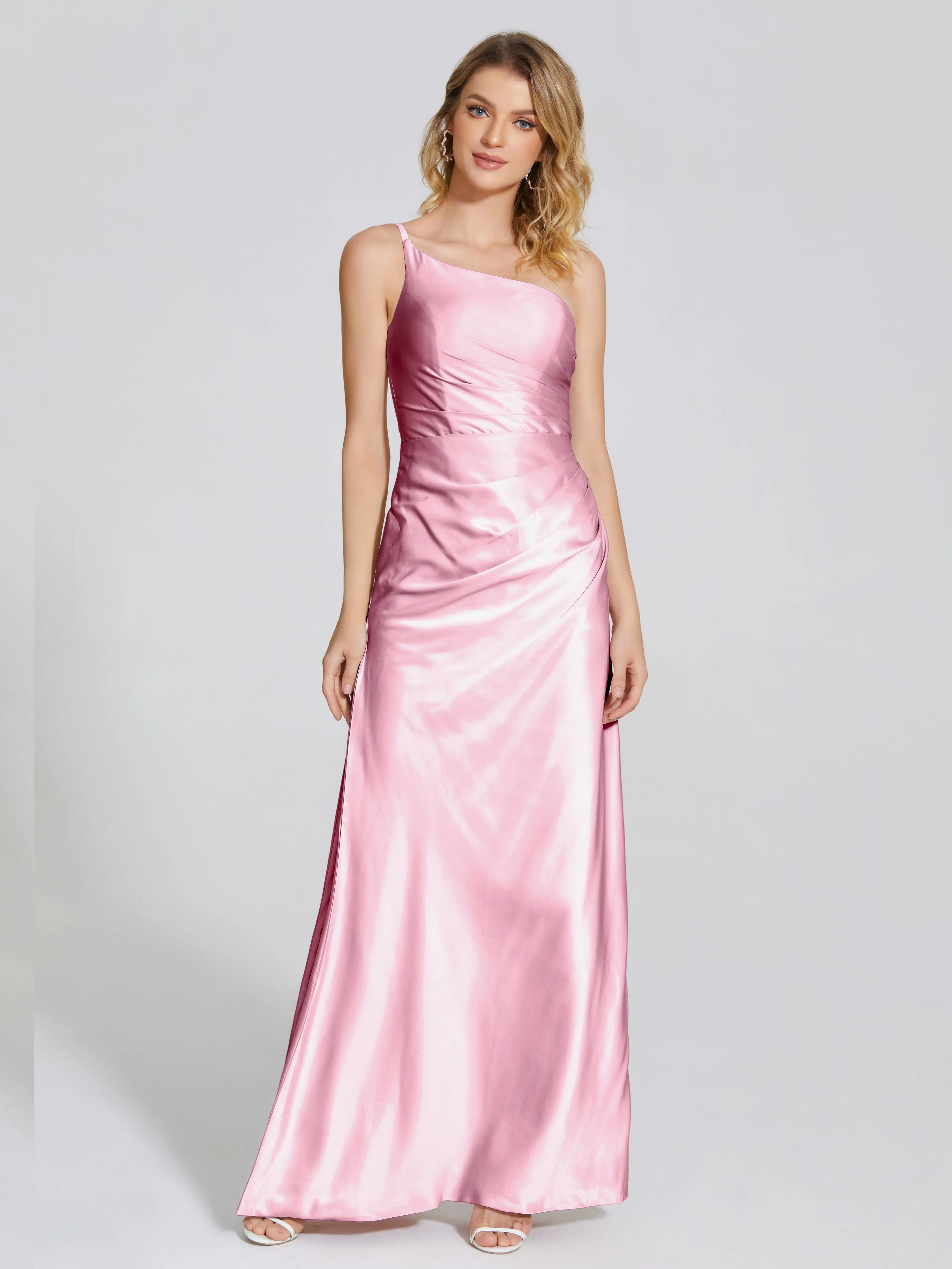 One Shoulder Soft Satin Prom Dresses