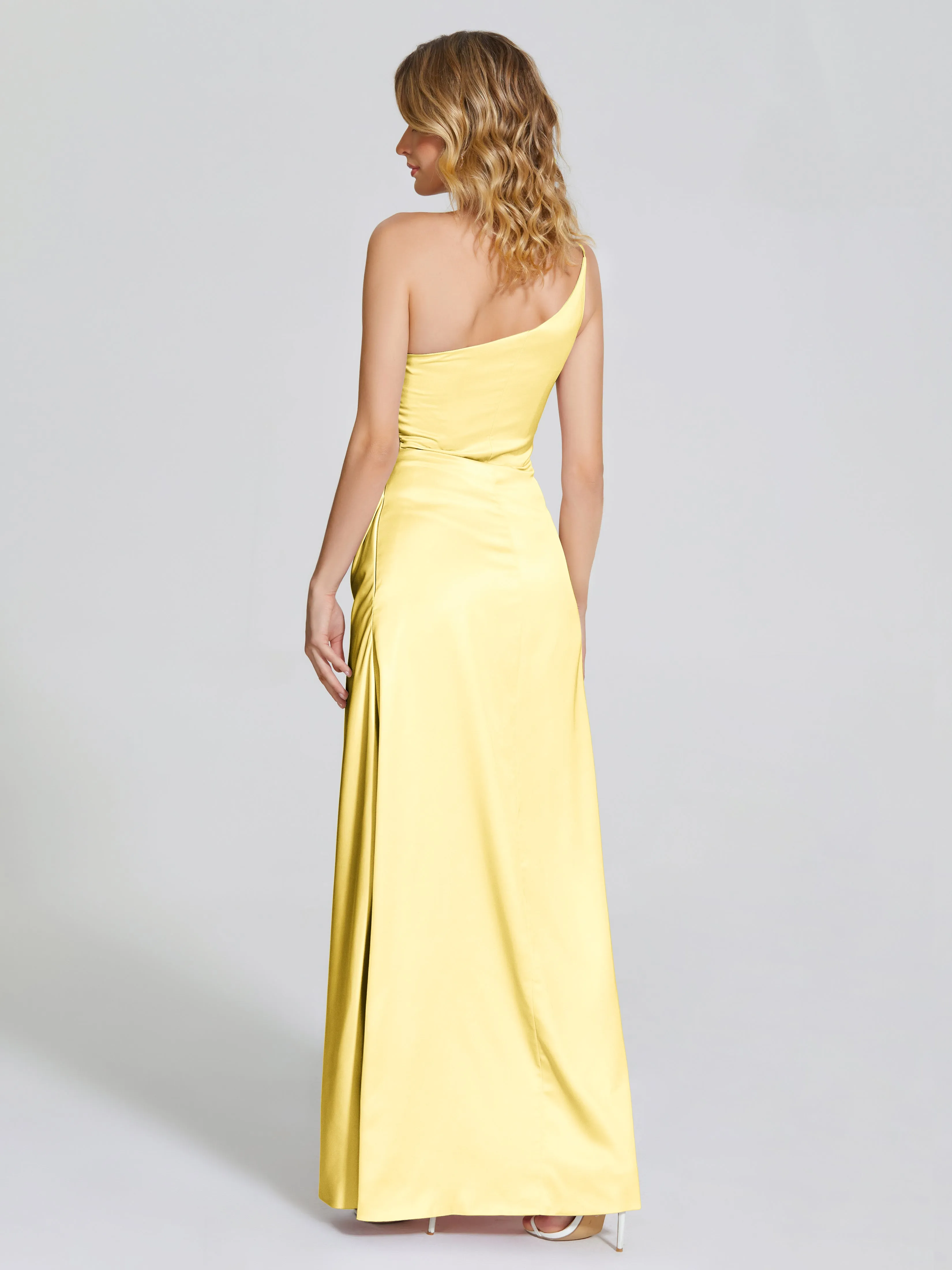 One Shoulder Soft Satin Prom Dresses