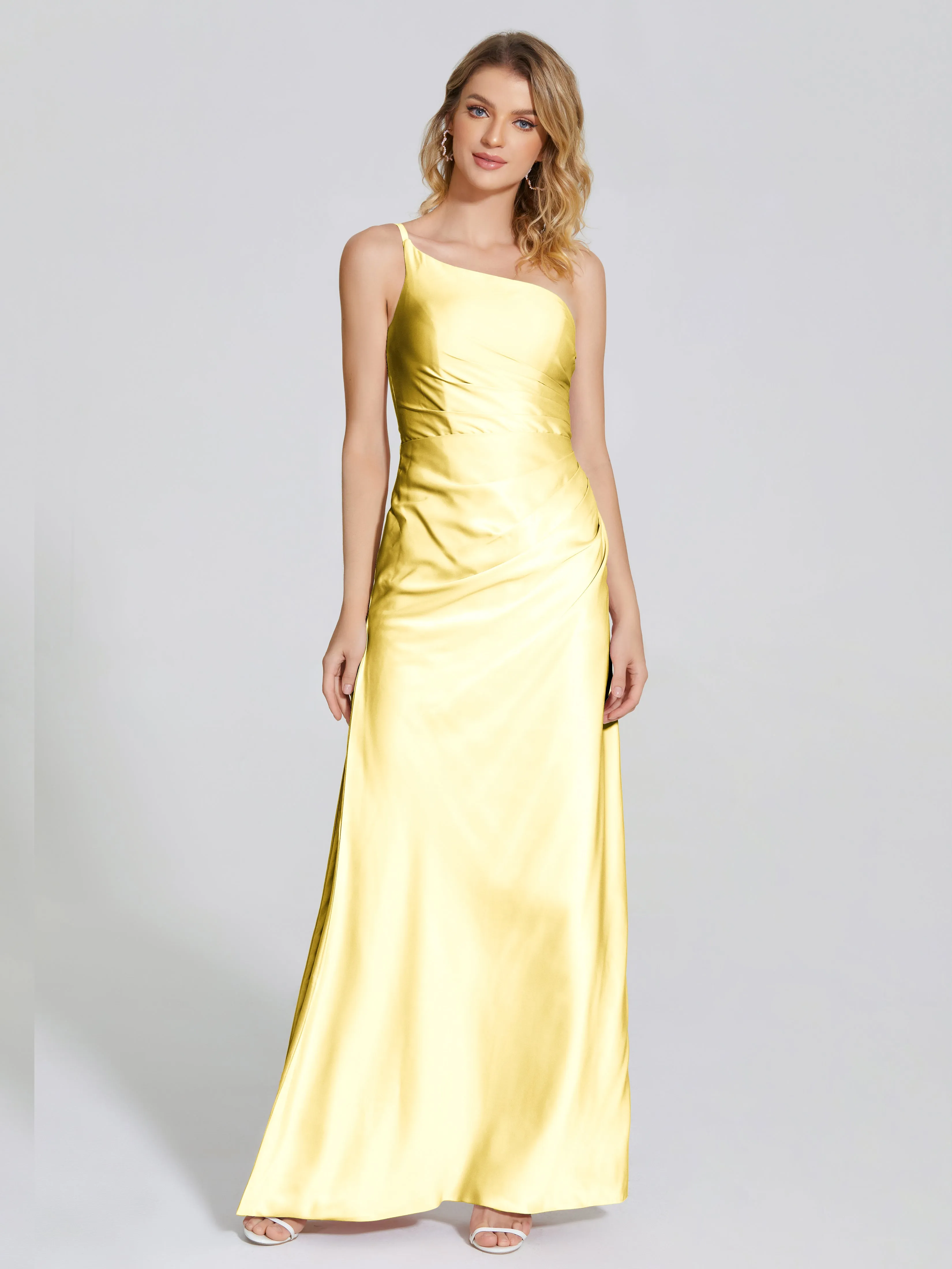 One Shoulder Soft Satin Prom Dresses