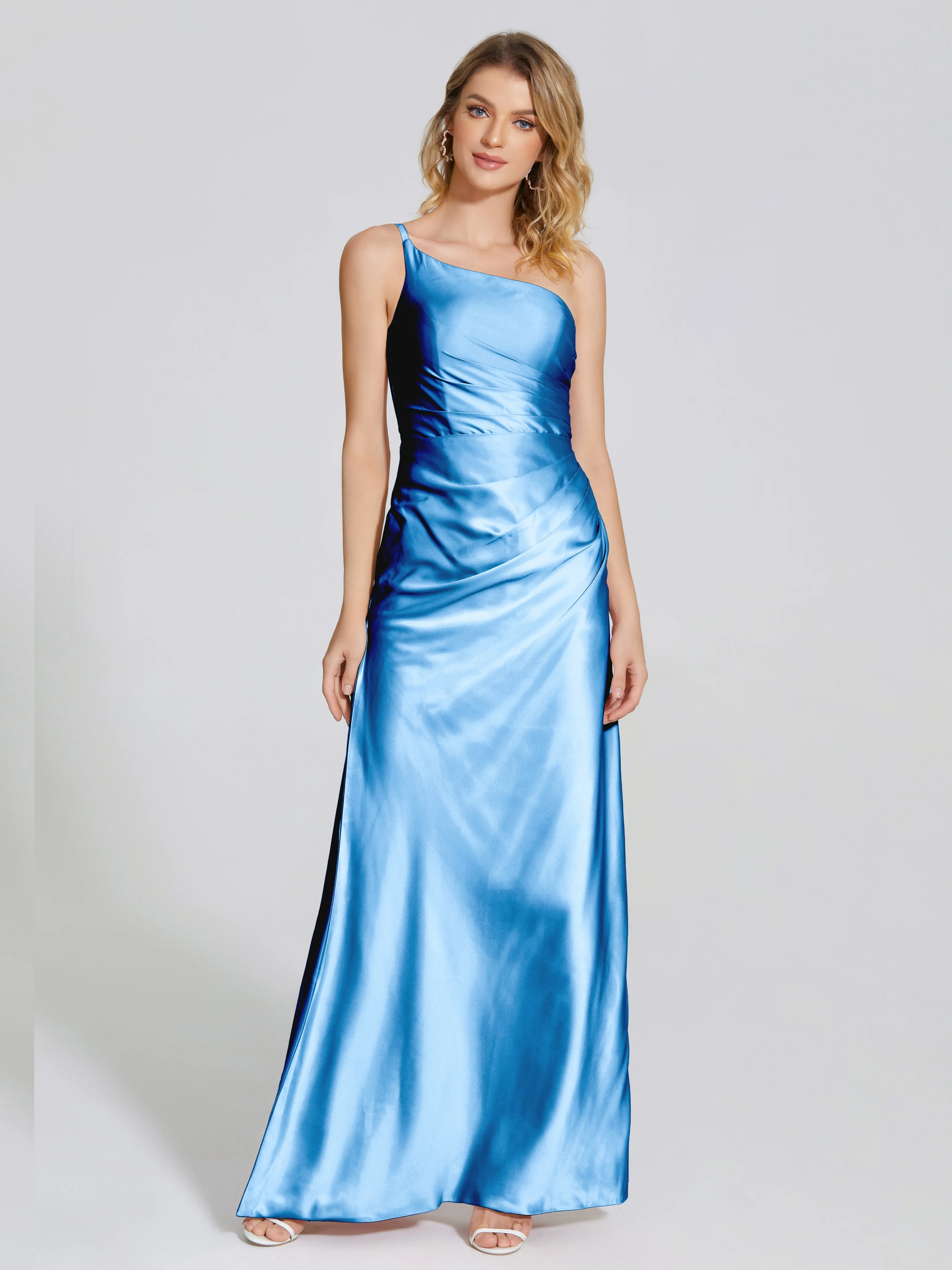 One Shoulder Soft Satin Prom Dresses