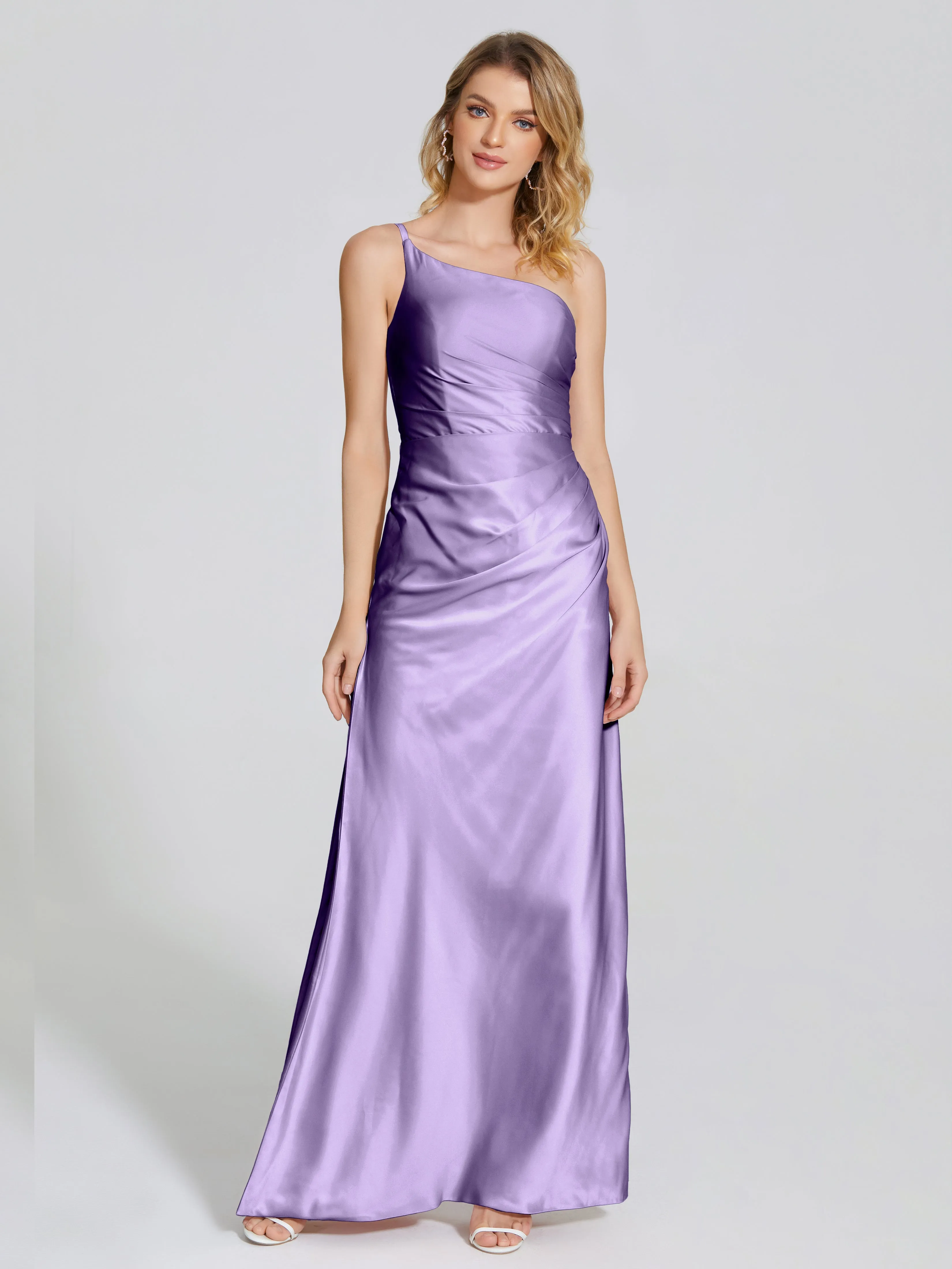 One Shoulder Soft Satin Prom Dresses