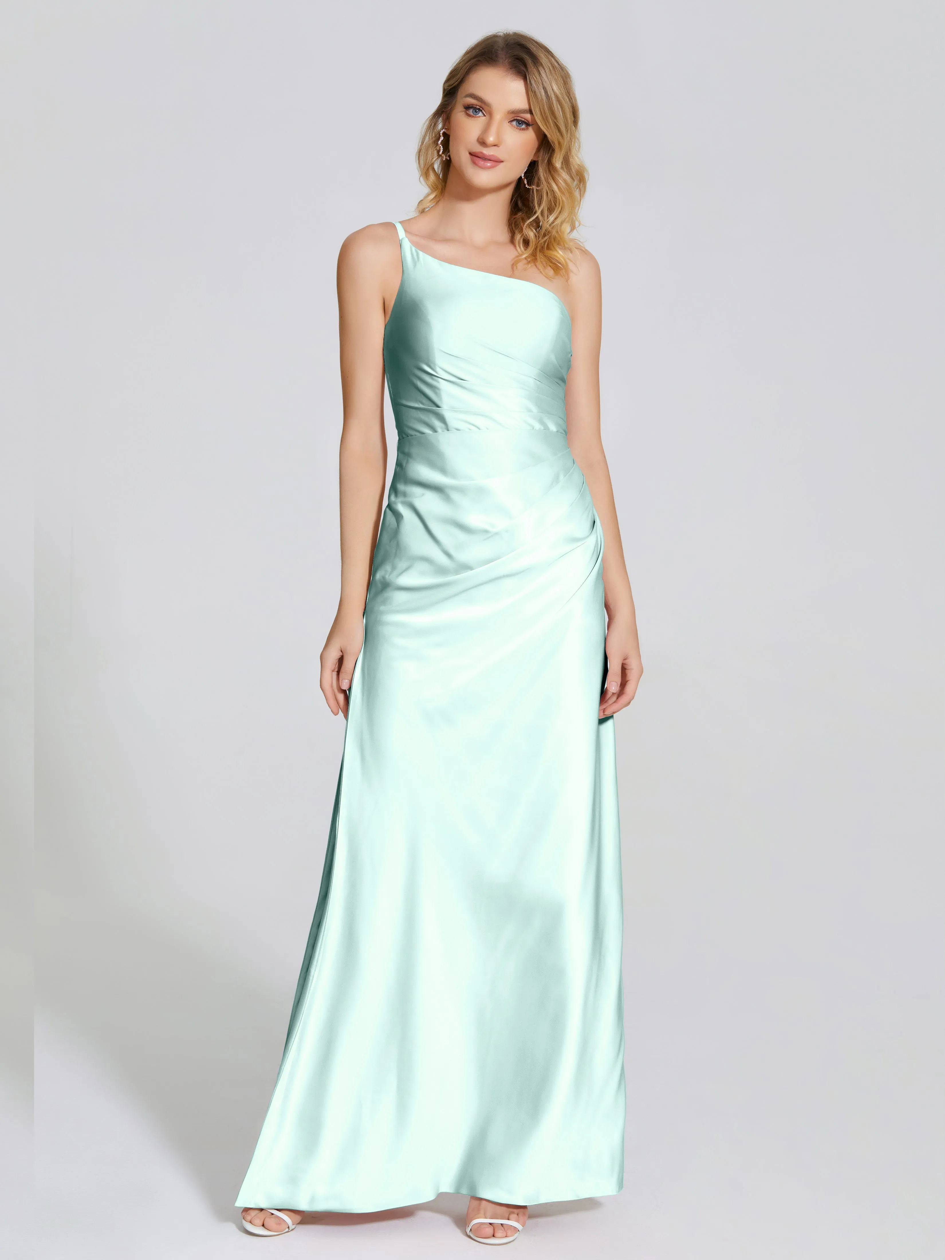 One Shoulder Soft Satin Prom Dresses